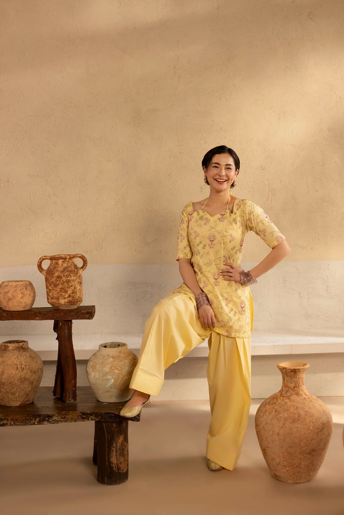 2PC Cambric Embroidered Dress - HM05