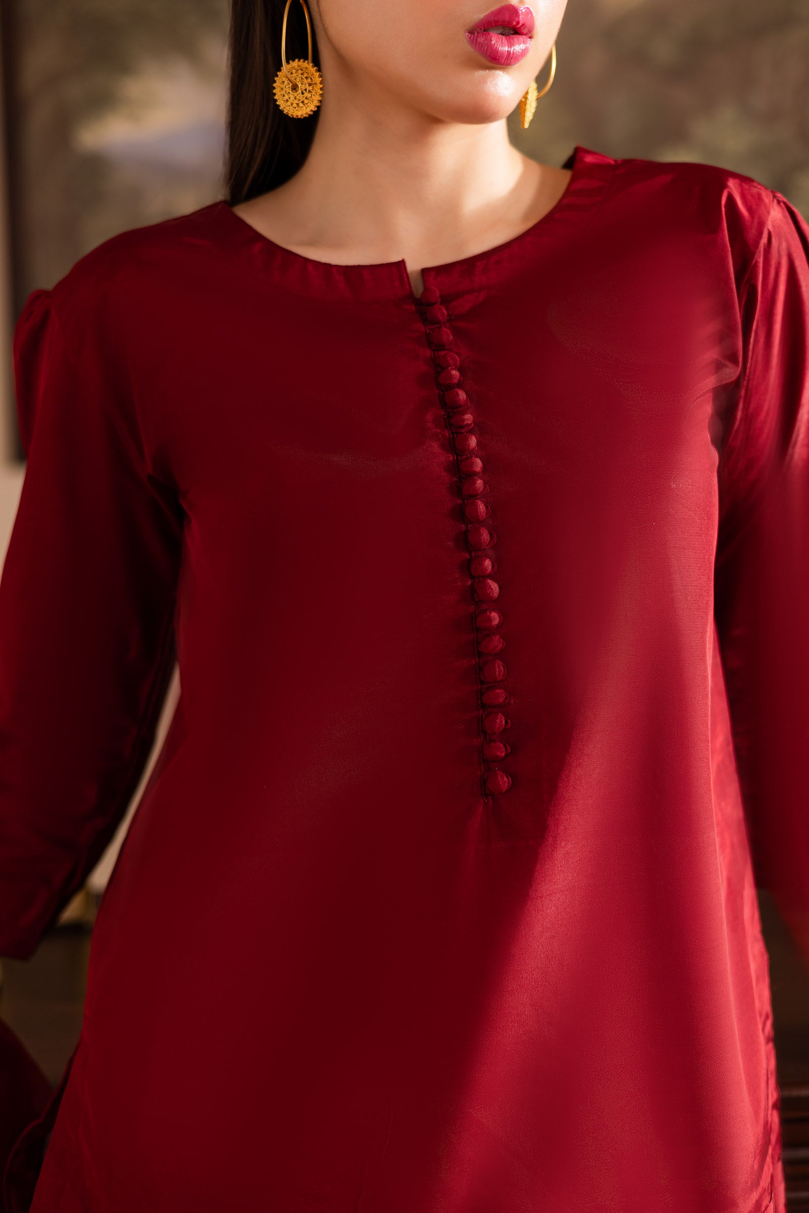 3PC Luxury Solid Silk Dress LSS - Maroon