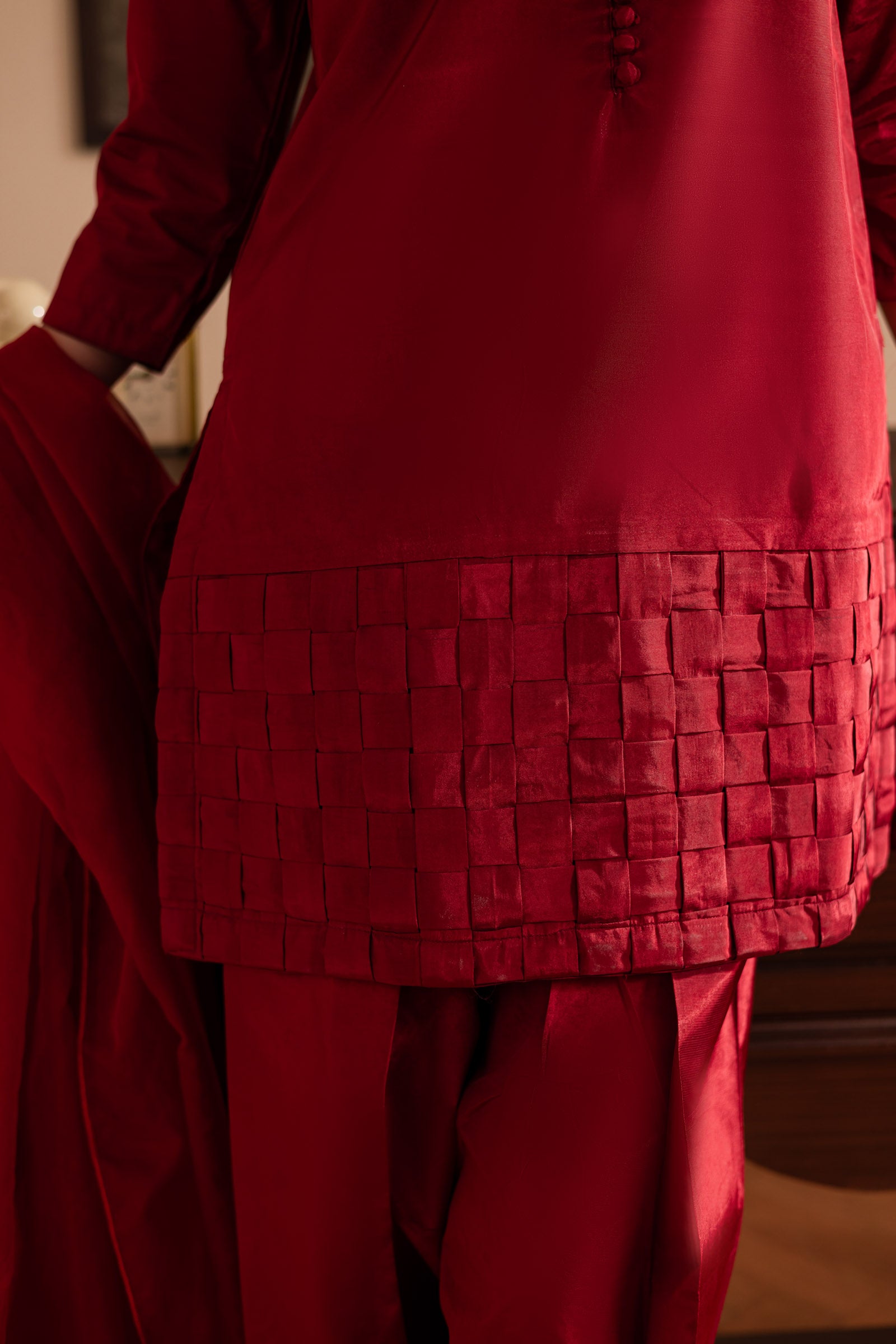 3PC Luxury Solid Silk Dress LSS - Maroon