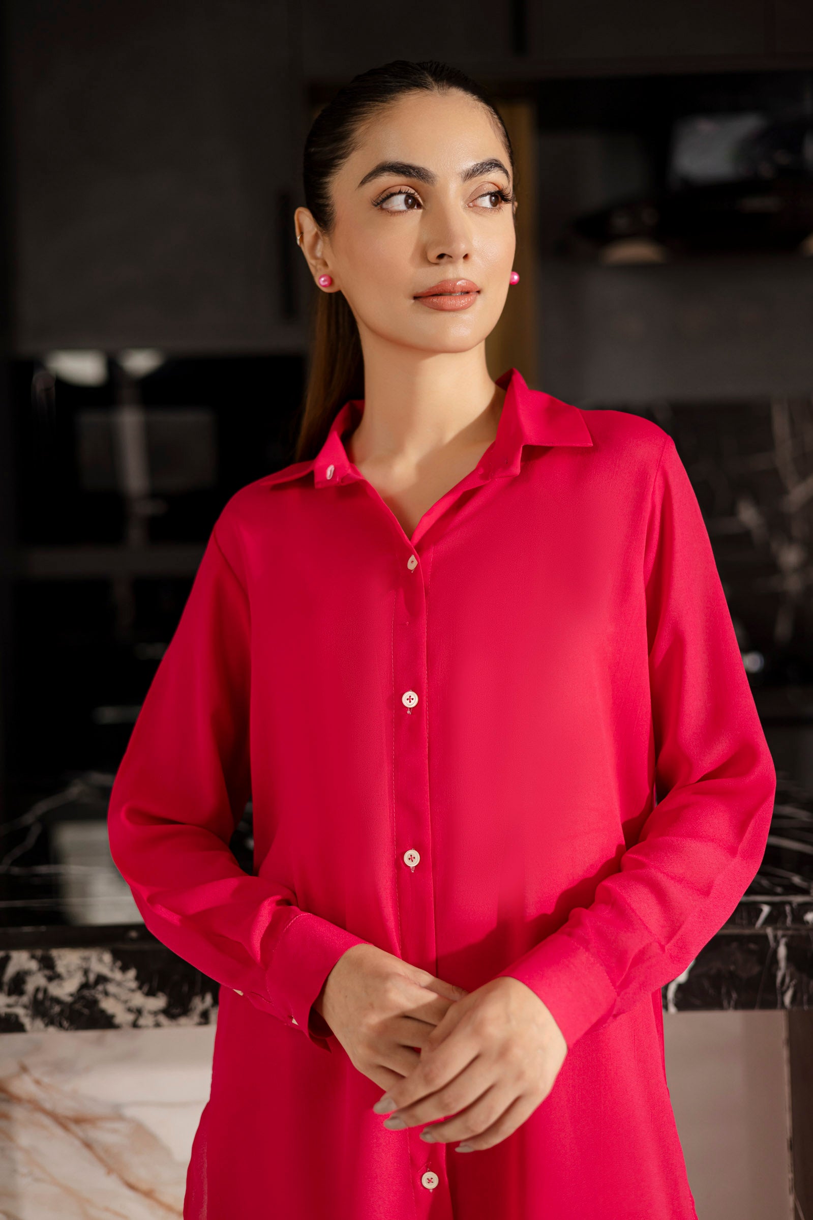 Solid 2PC Dress - SP-07 Fuchsia Pink