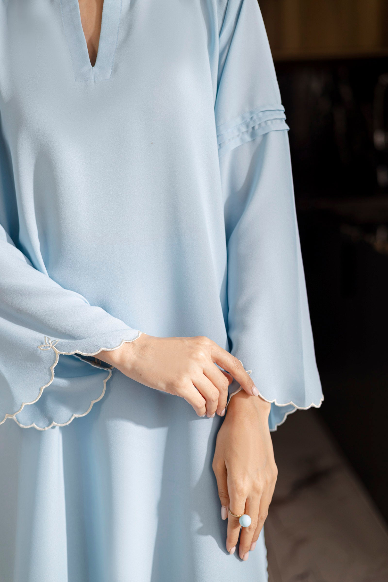 Embroidered Solid 2PC Dress - SP-04 Ice Blue