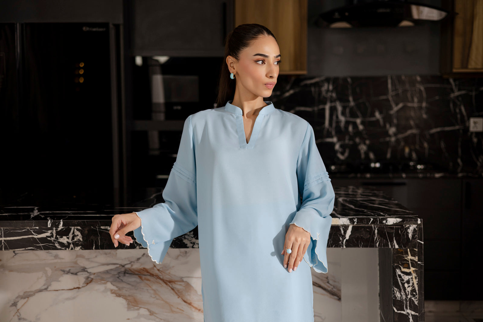 Embroidered Solid 2PC Dress - SP-04 Ice Blue