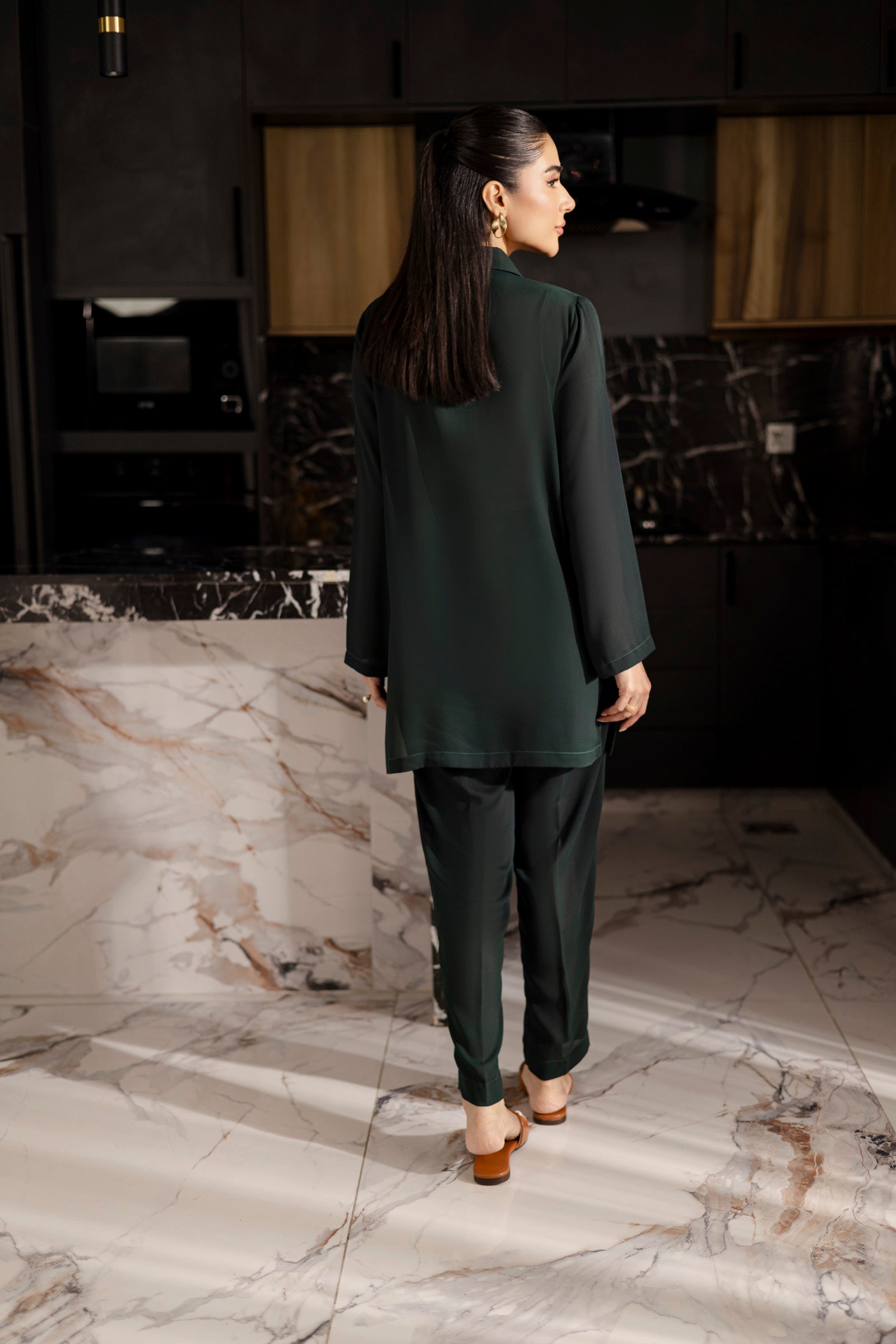 Solid 2PC Dress - SP-08 Emerald Green