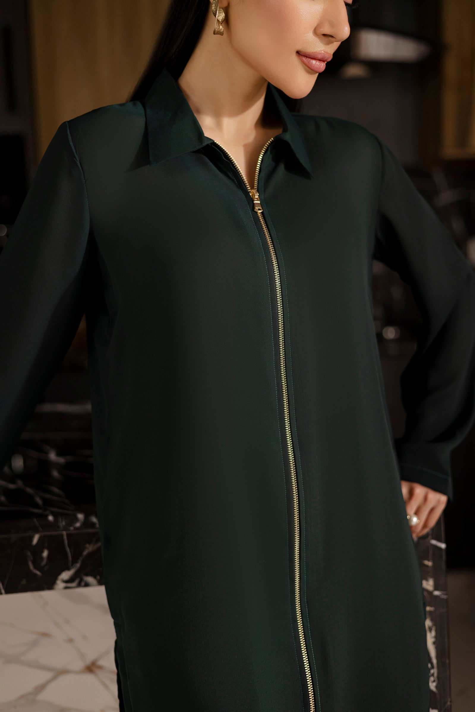 Solid 2PC Dress - SP-08 Emerald Green