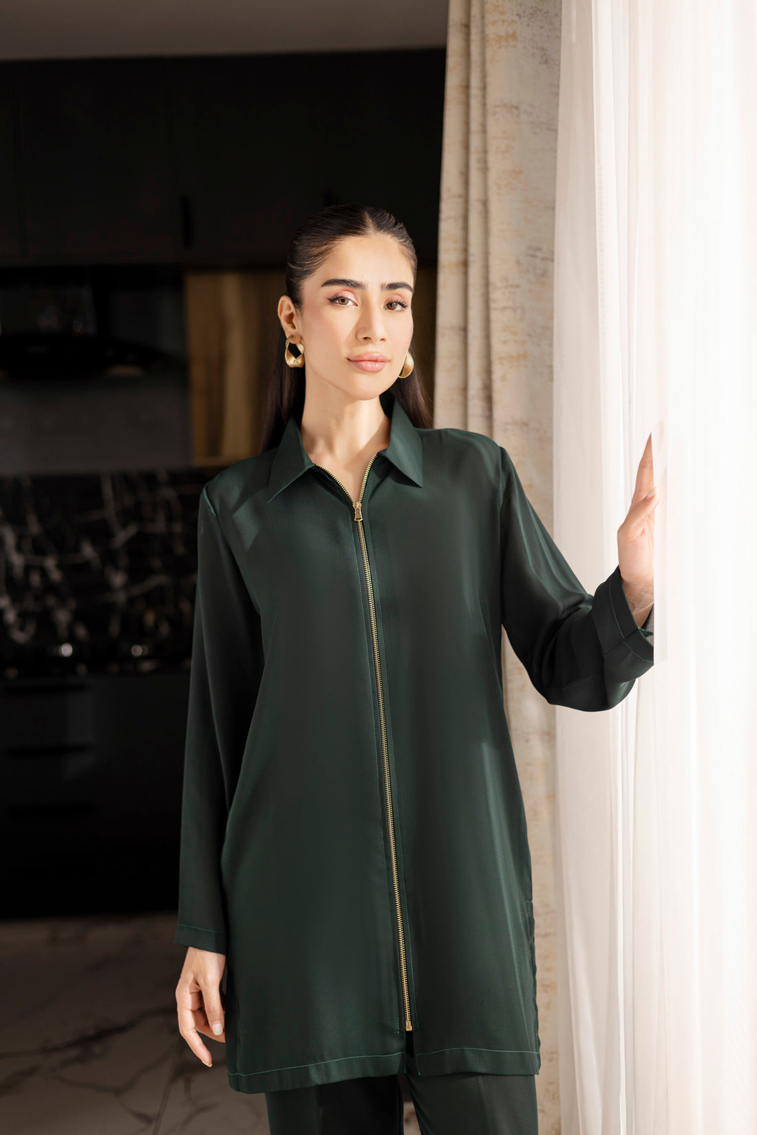 Solid 2PC Dress - SP-08 Emerald Green