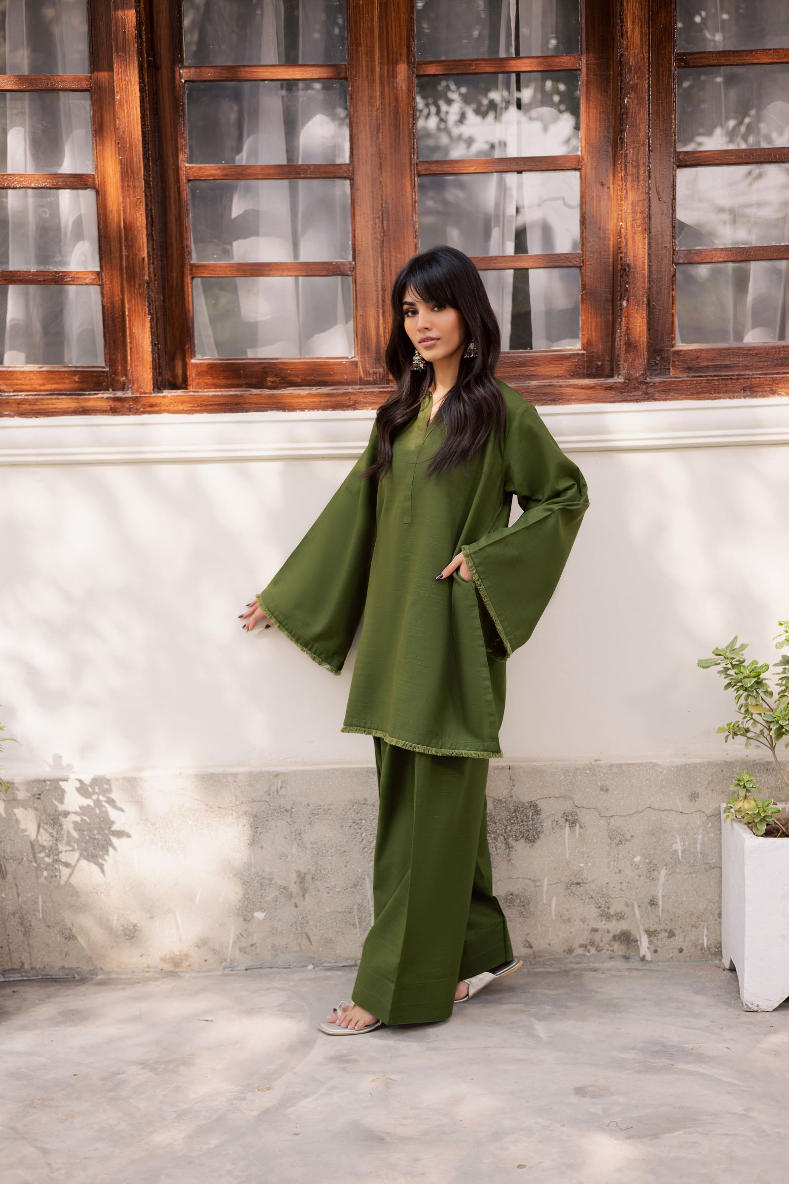2 PC Khaddar Solid FSK 03 – Olive Green