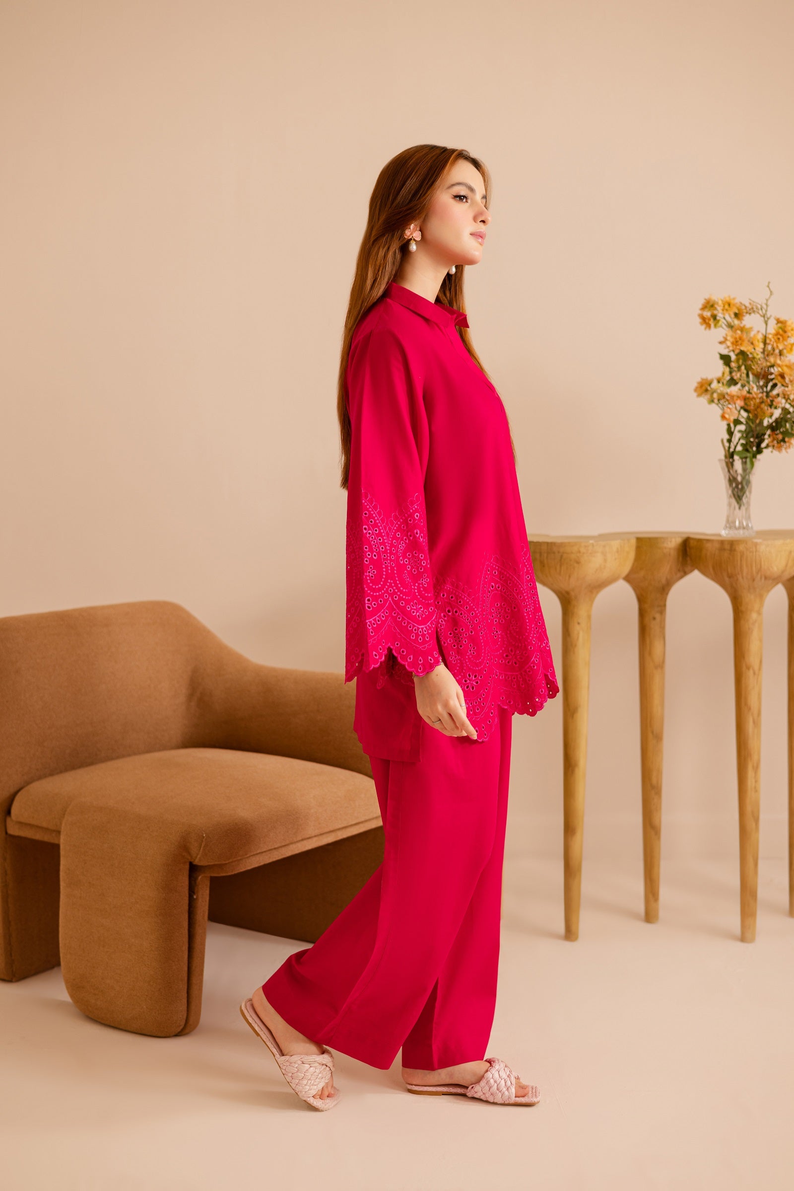 Schiffli Embroidered Co-Ord - 1159-S.PNK