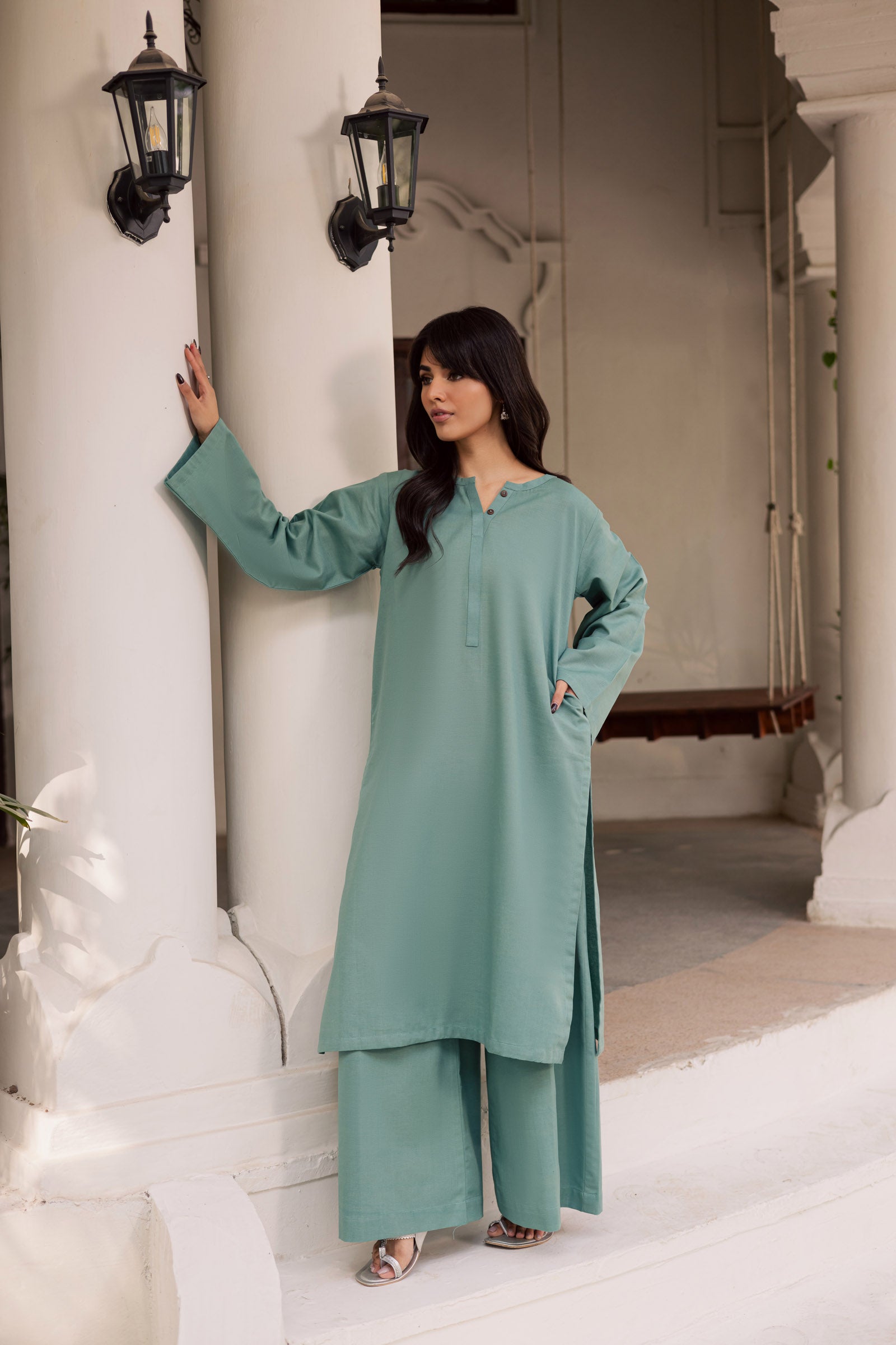2 PC Khaddar Solid PSK 01 - Sea Green