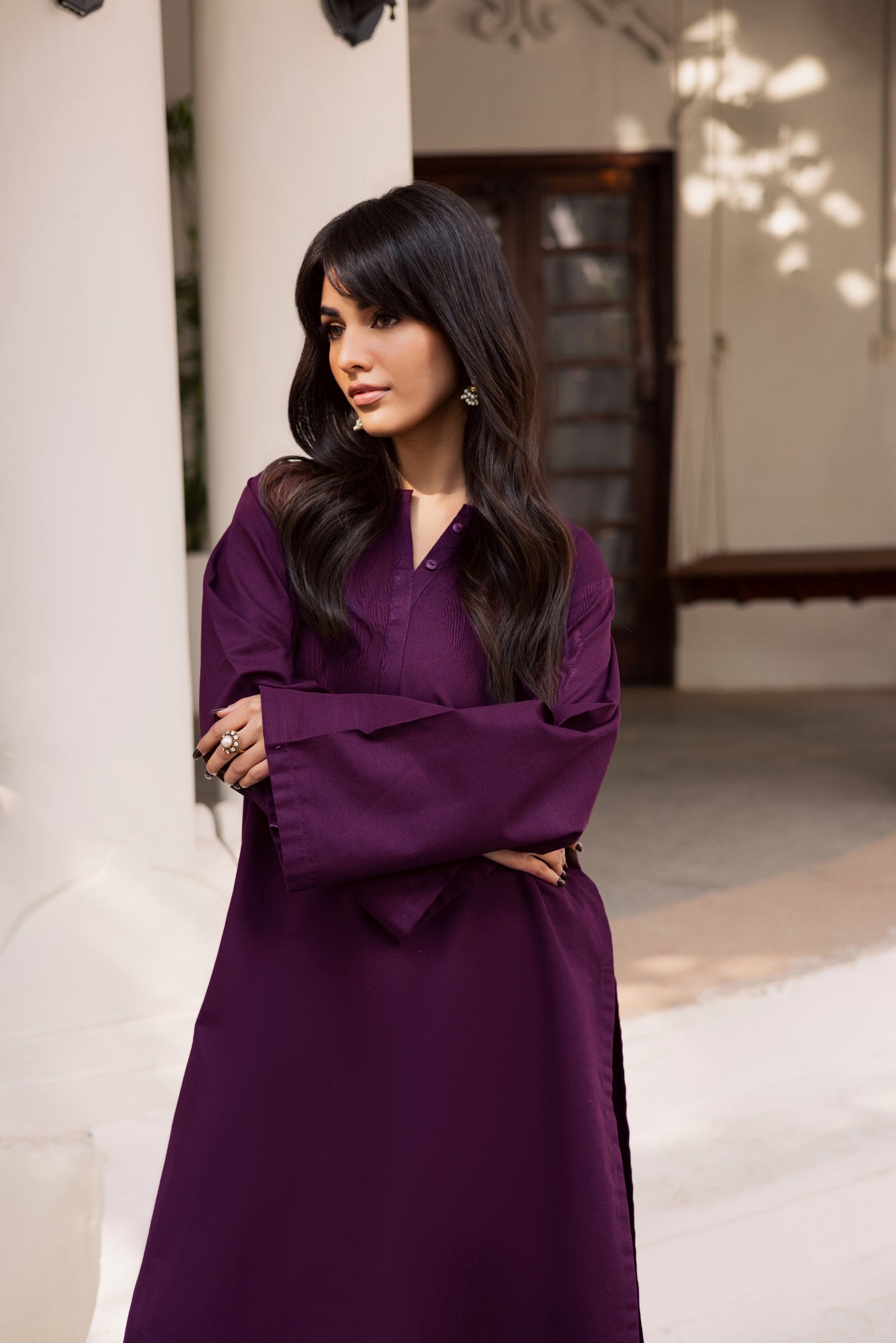2 PC Khaddar Solid PSK 01 - Dark Plum