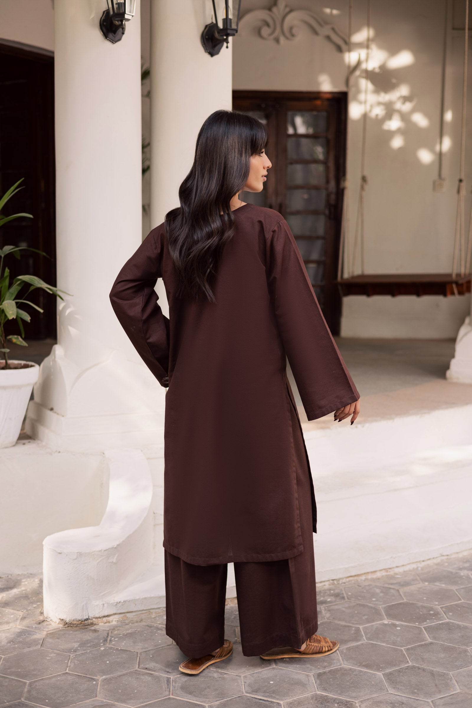2 PC Khaddar Solid PSK 01 - Dark Brown