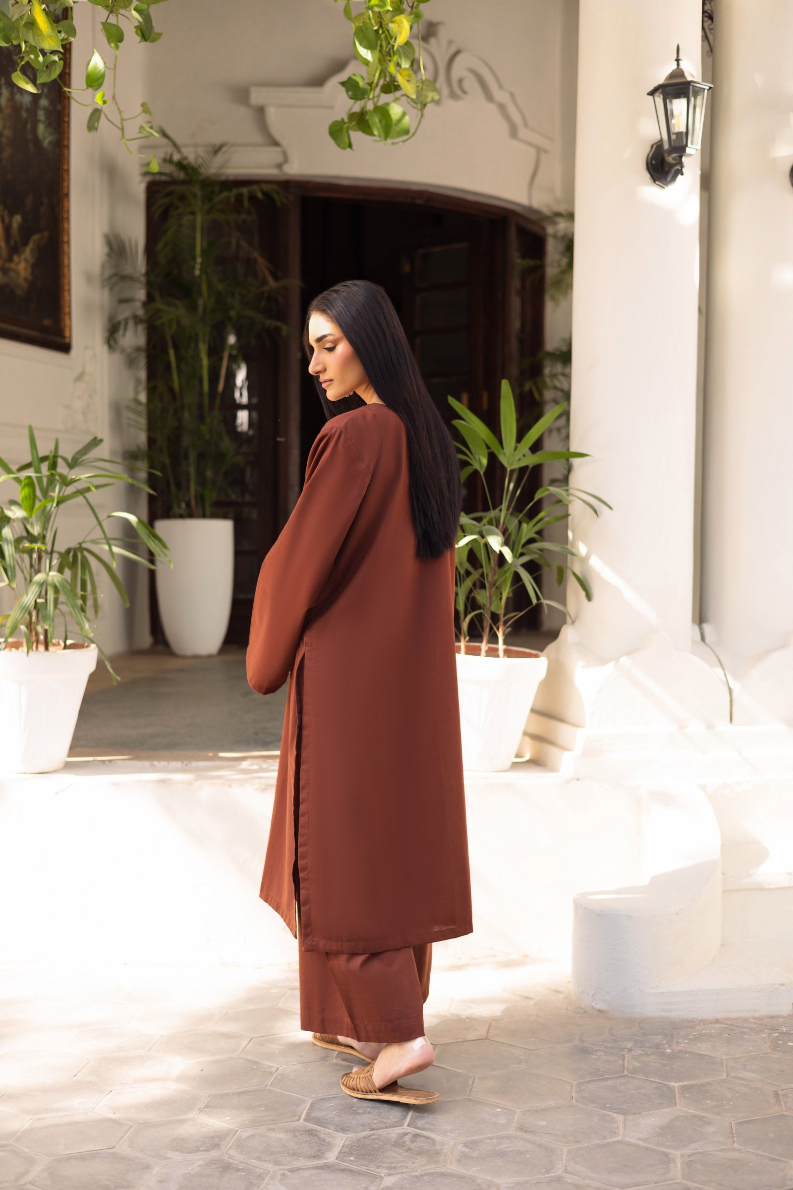 2 PC Khaddar Solid PSK 01 - Chocolate Brown