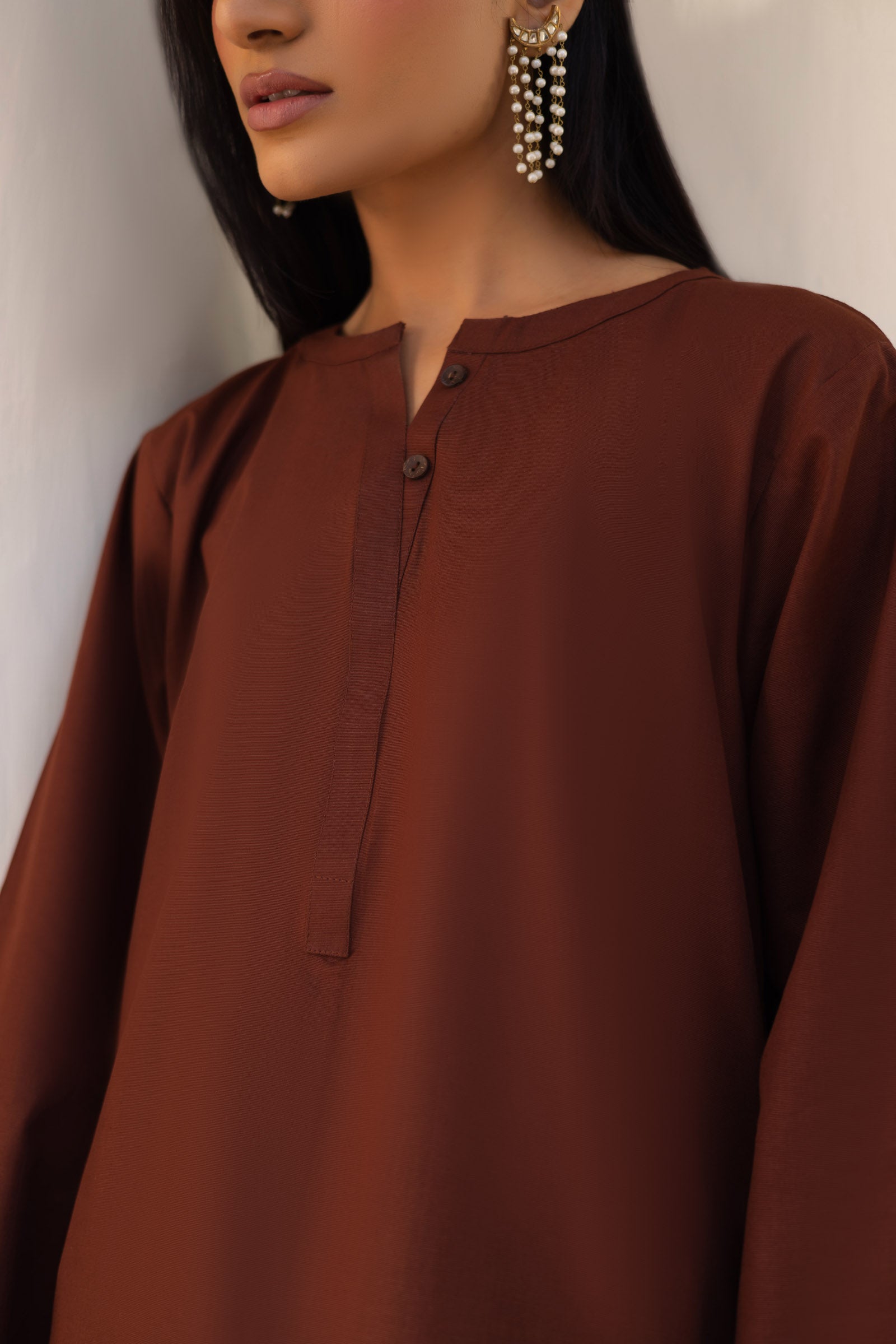 2 PC Khaddar Solid PSK 01 - Chocolate Brown