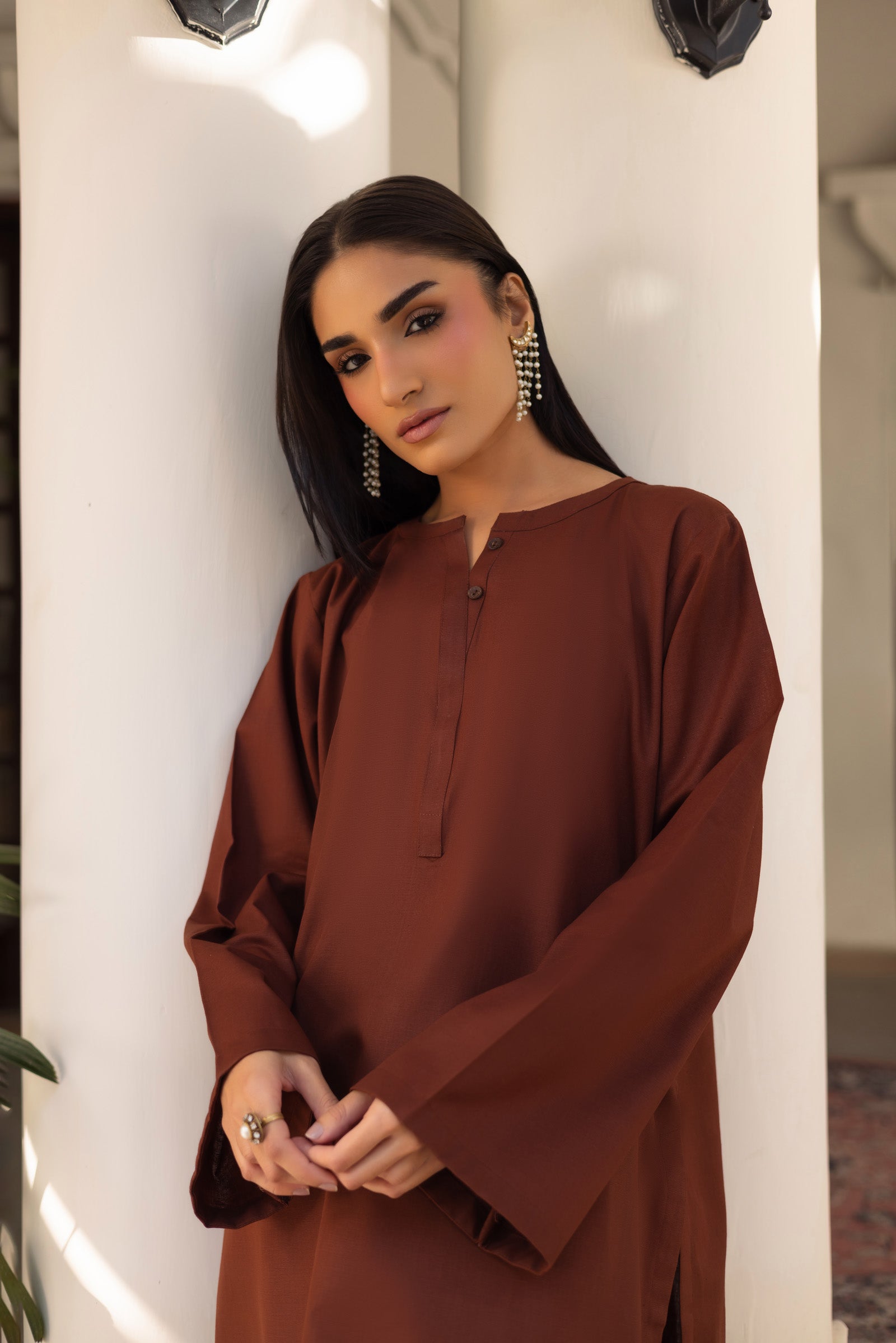 2 PC Khaddar Solid PSK 01 - Chocolate Brown