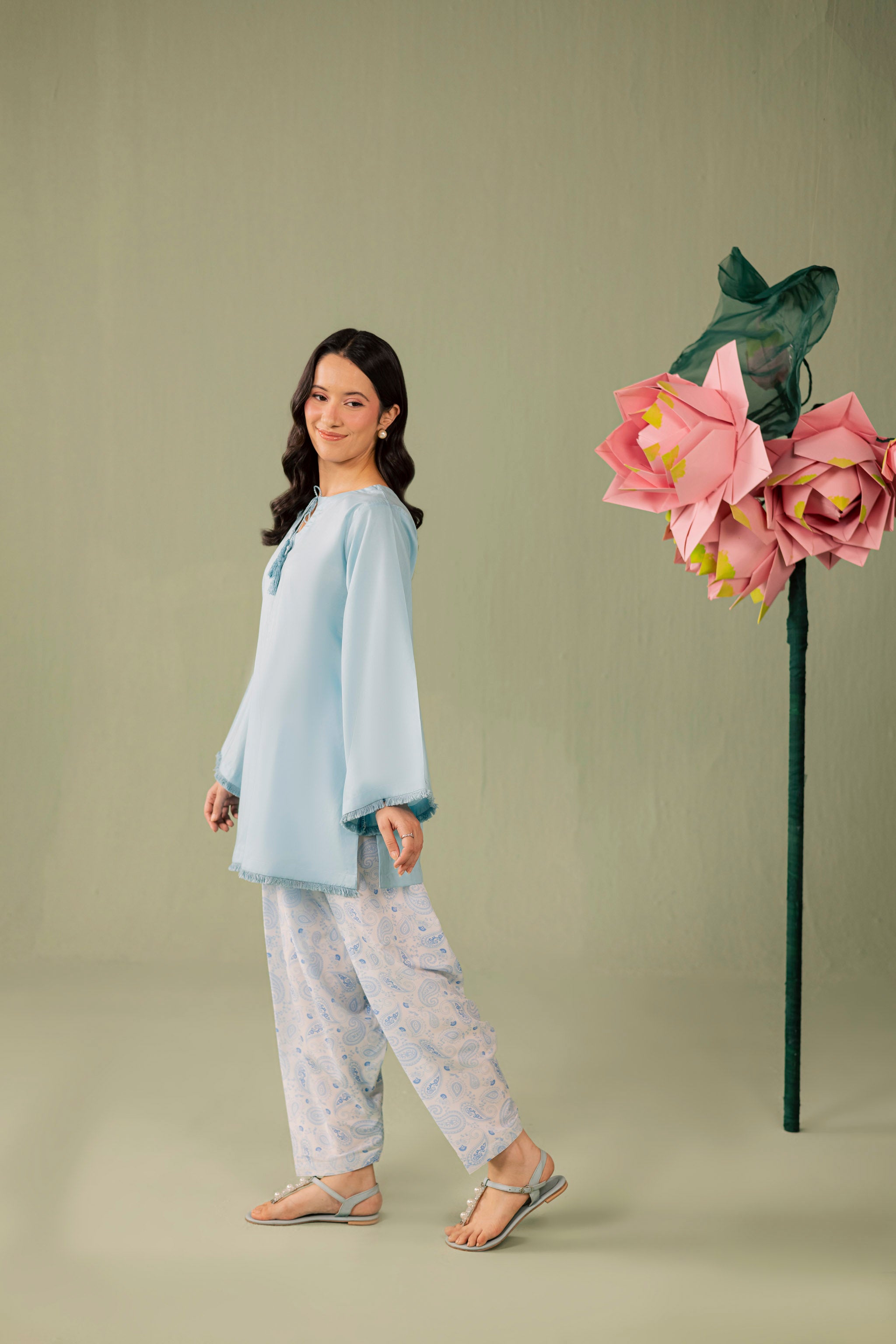 2PC Printed Solid Shalwar Kameez - AZ04