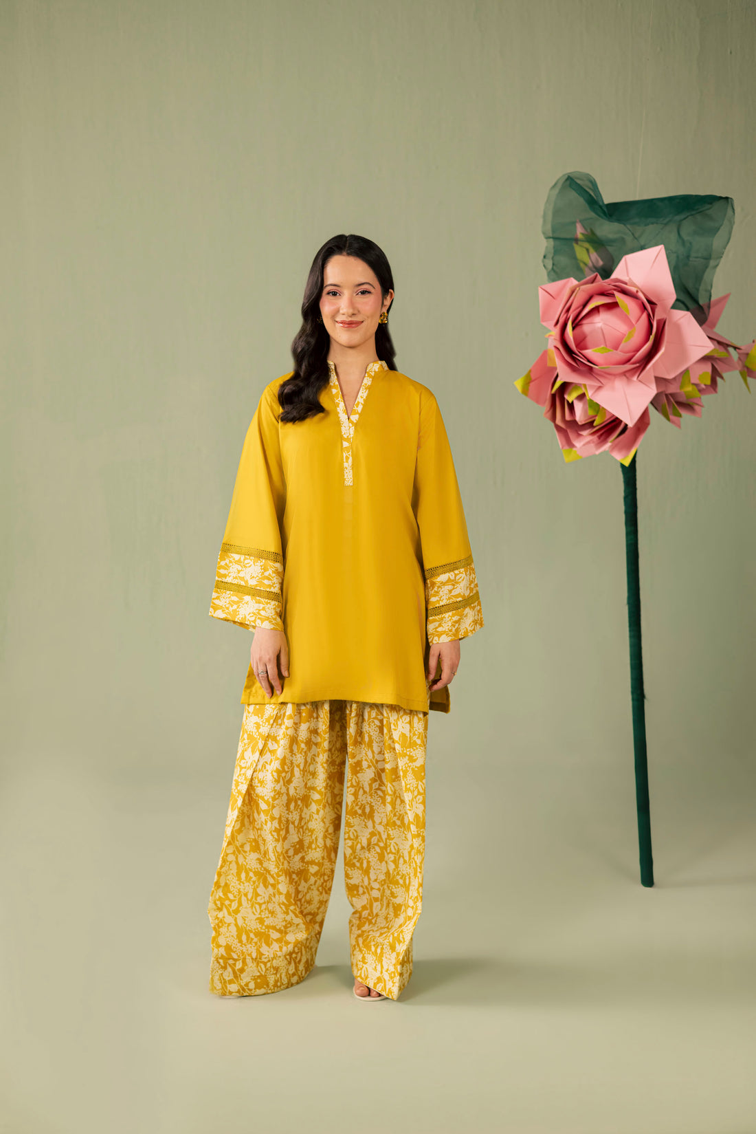 2PC Printed Solid Shalwar Kameez - AZ16