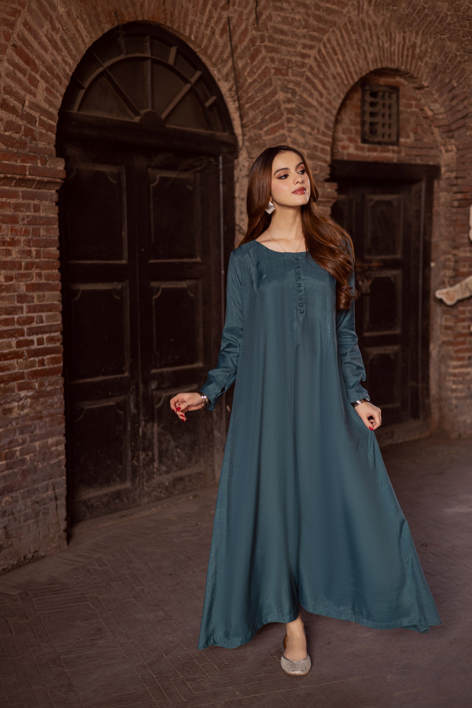 Raw Silk Frock-Teal – Silayi Pret