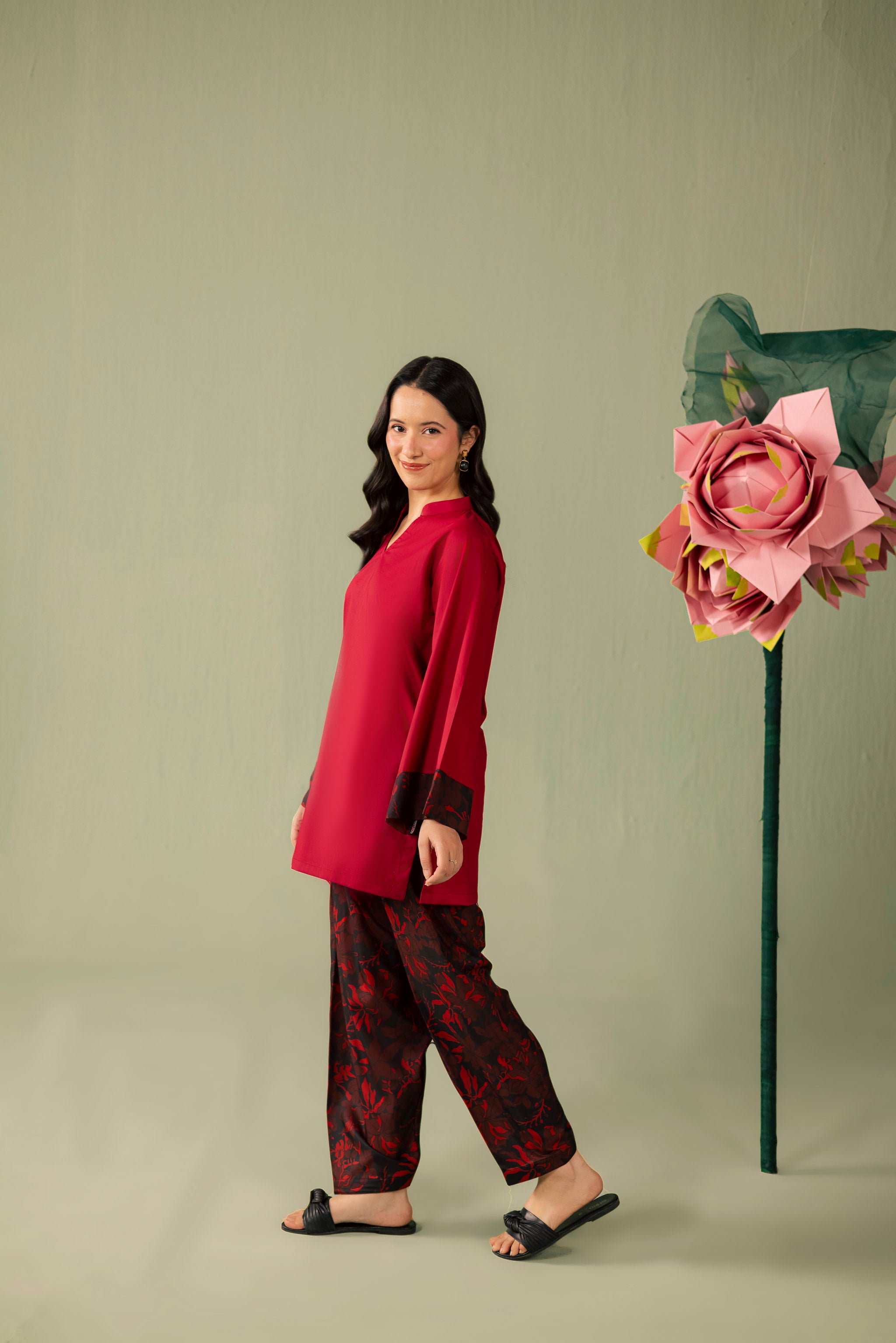 2PC Printed Solid Shalwar Kameez - AZ12