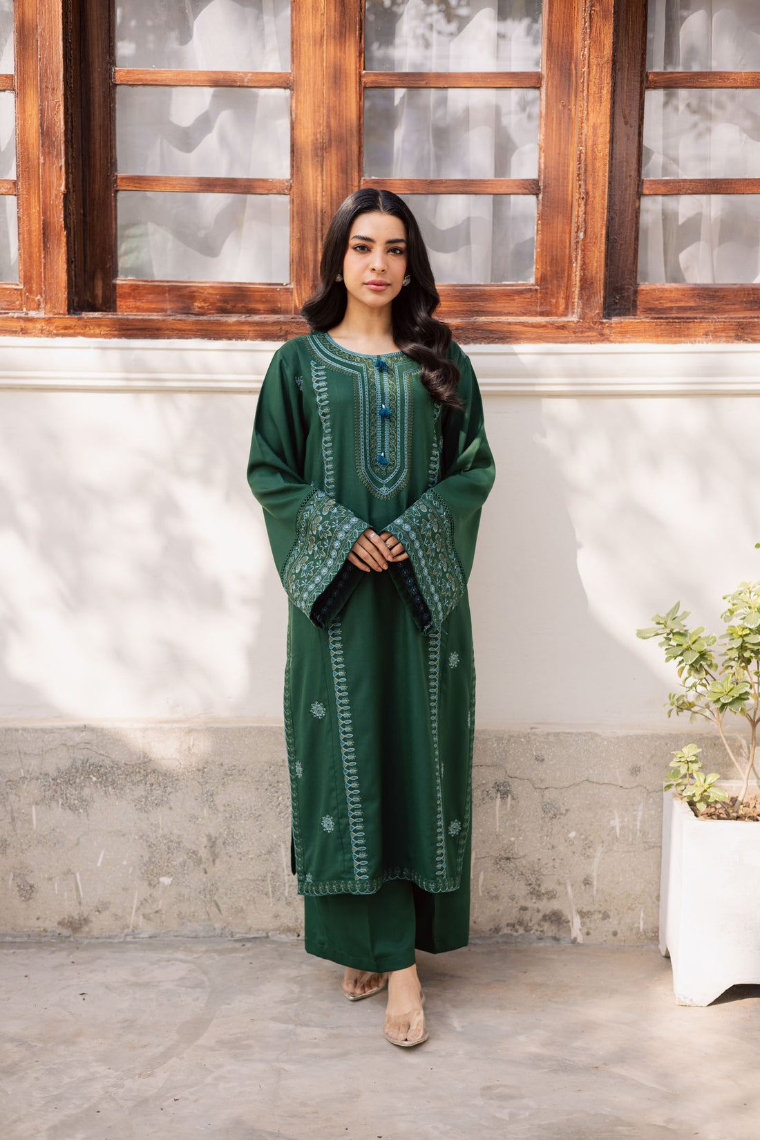 2PC Winter Embroidered Dress - 1203