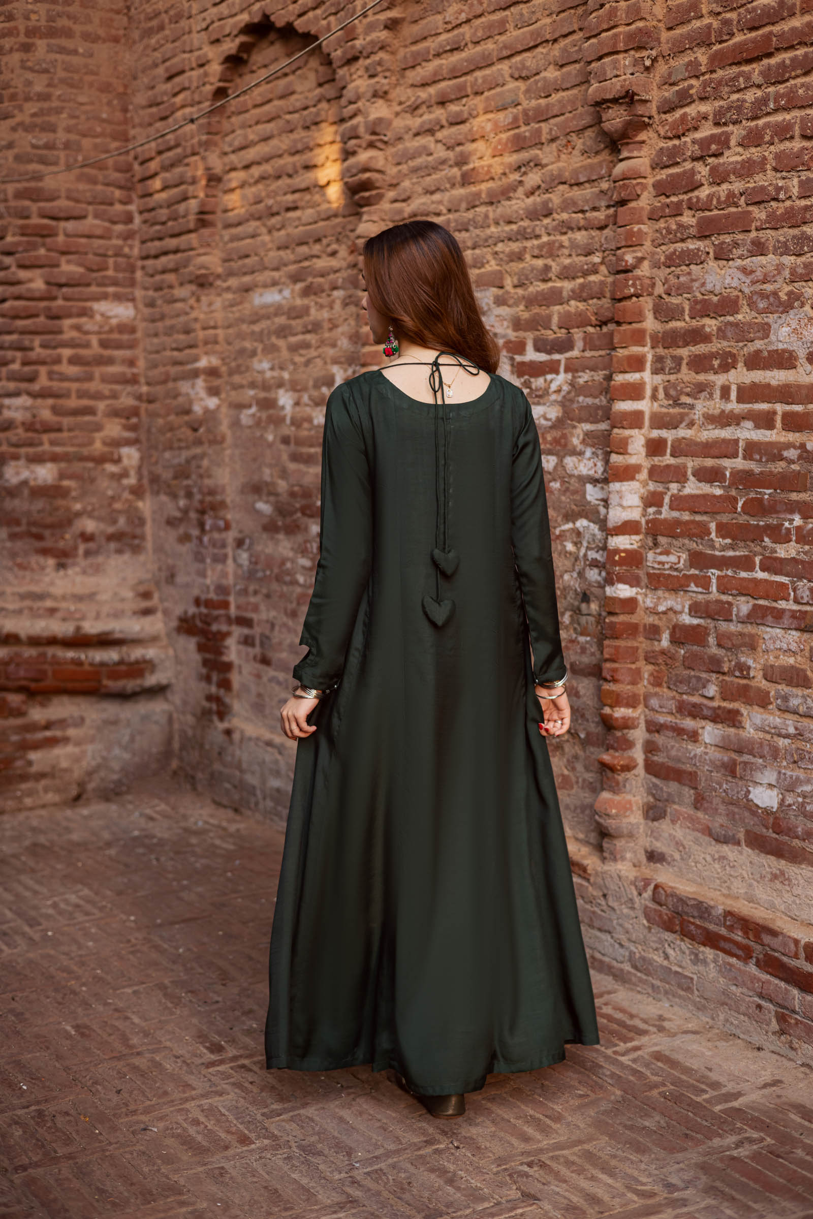 Raw Silk Frock-Bottle Green