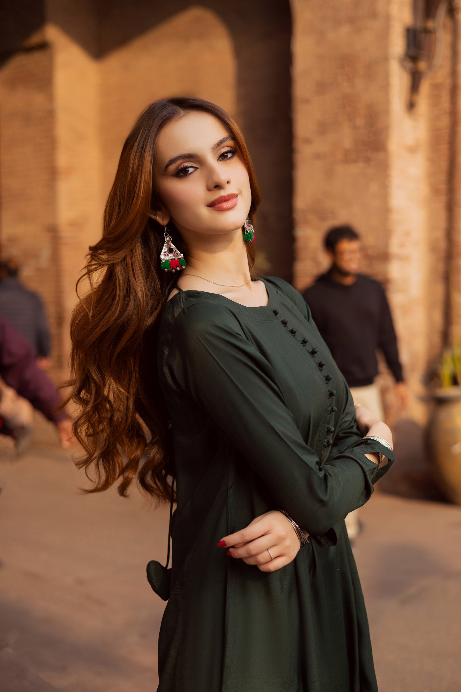 Raw Silk Frock-Bottle Green