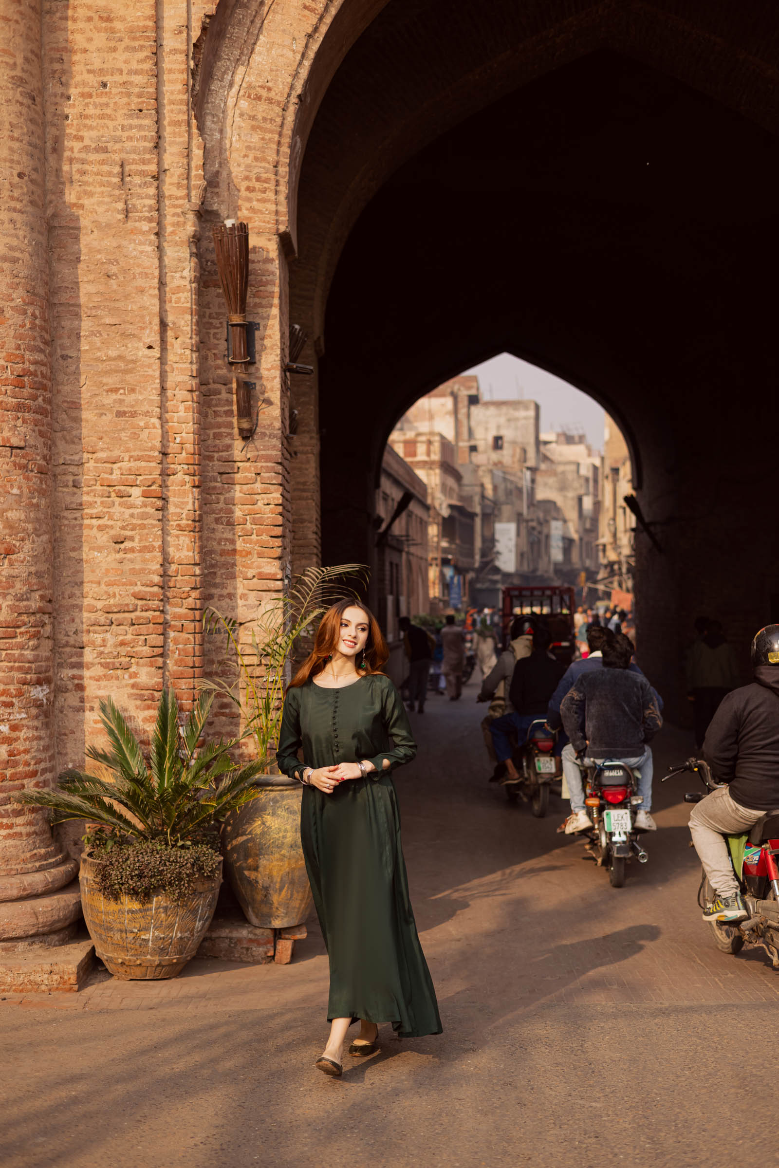 Raw Silk Frock-Bottle Green