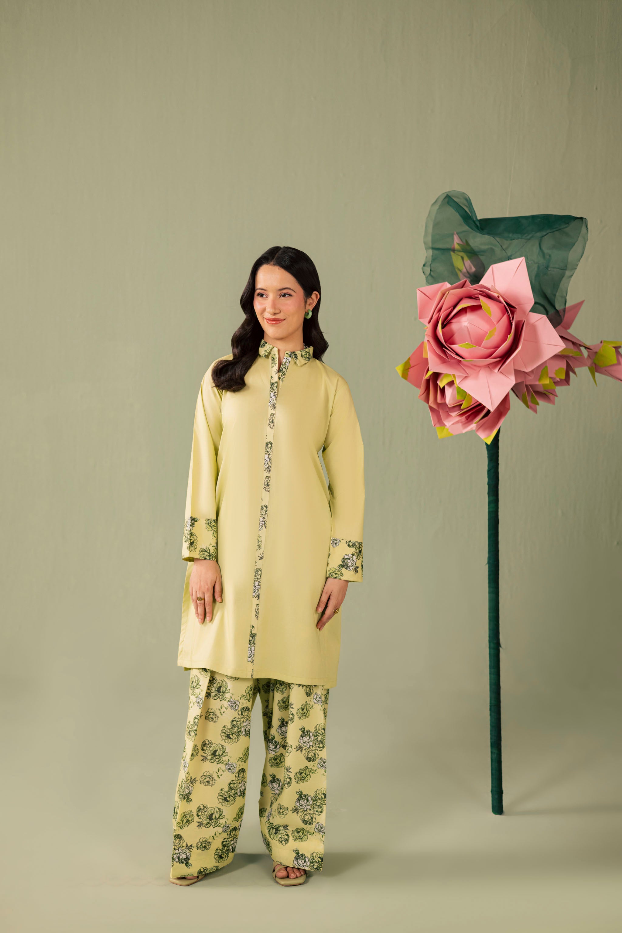 2PC Printed Solid Shalwar Kameez - AZ15