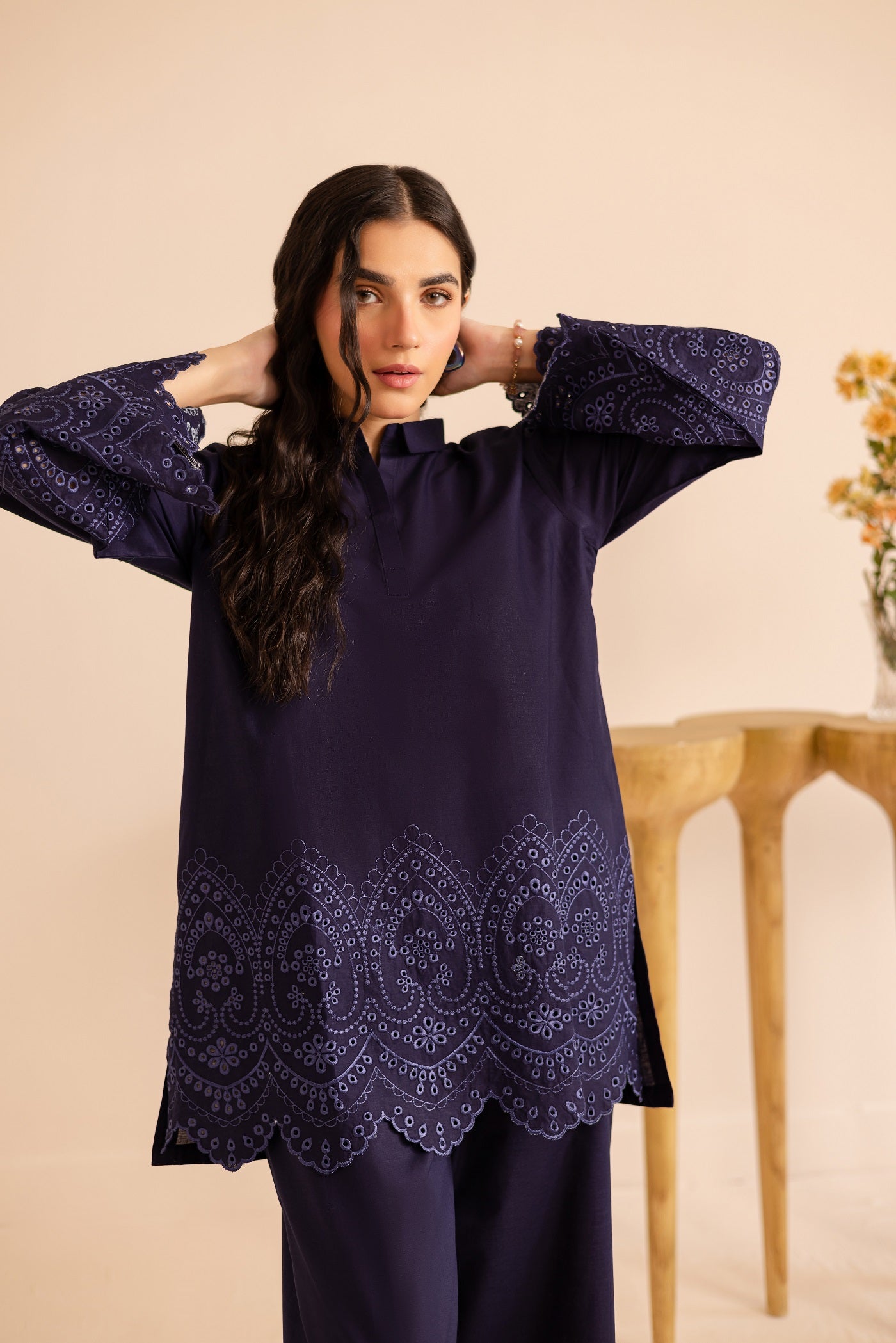 Schiffli Embroidered Co-Ord - 1153