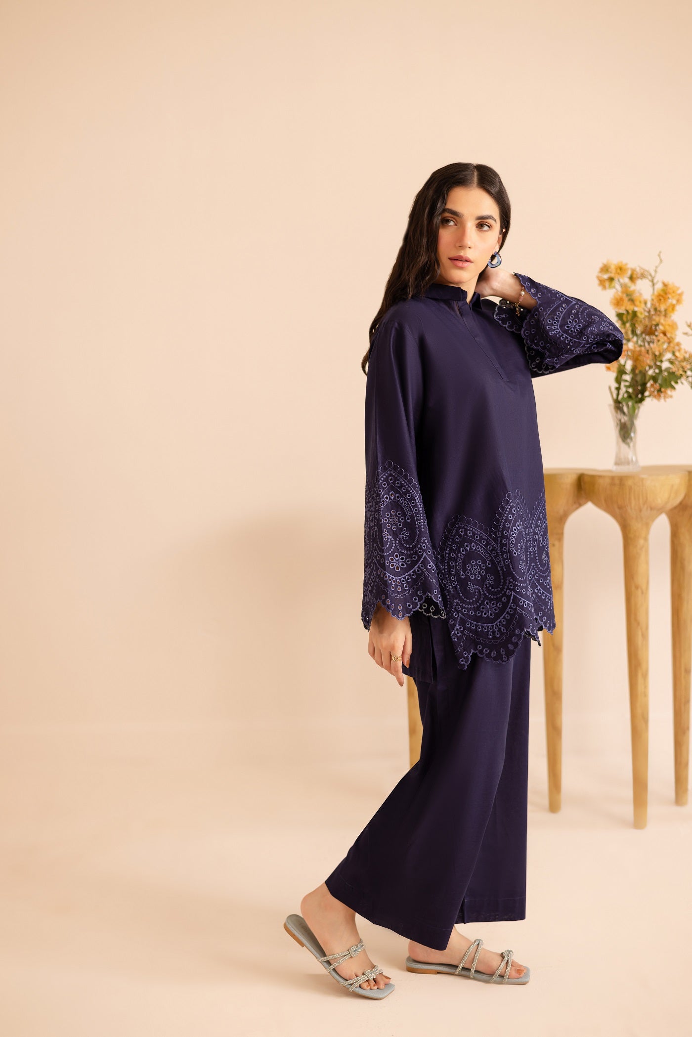 Schiffli Embroidered Co-Ord - 1153