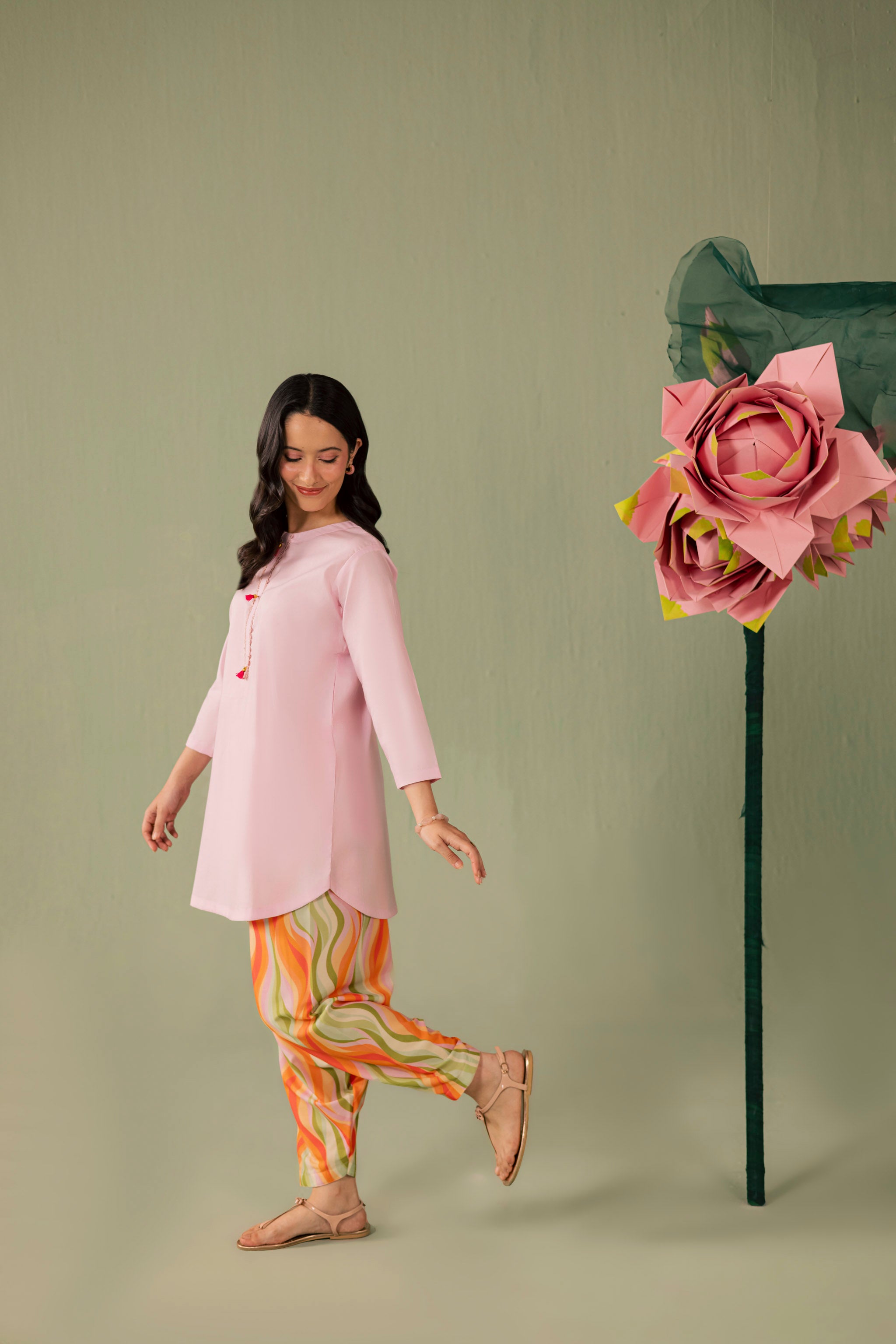 2PC Printed Solid Shalwar Kameez - AZ02