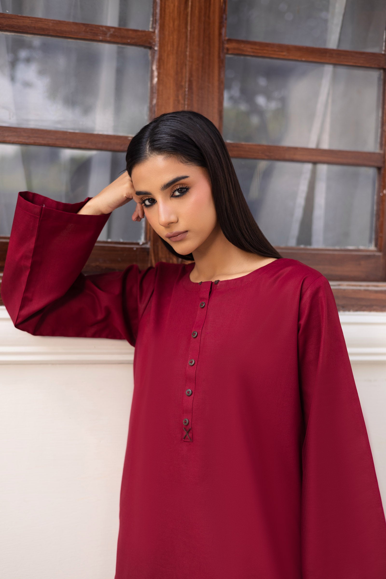 2 PC Khaddar Solid CSK 02 - Maroon