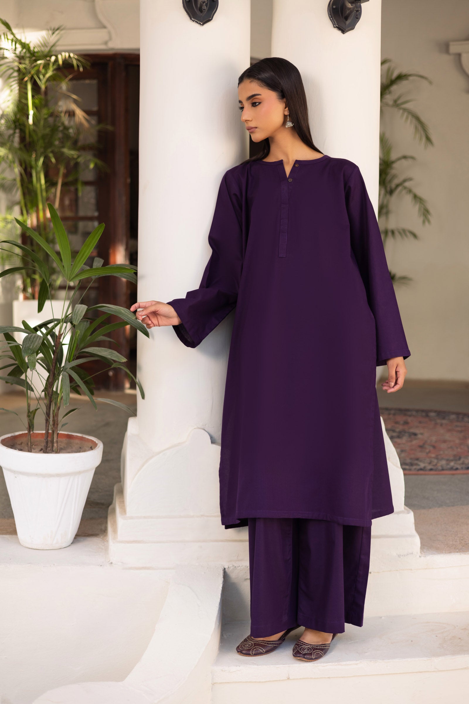 2 PC Khaddar Solid PSK 01 - Purple