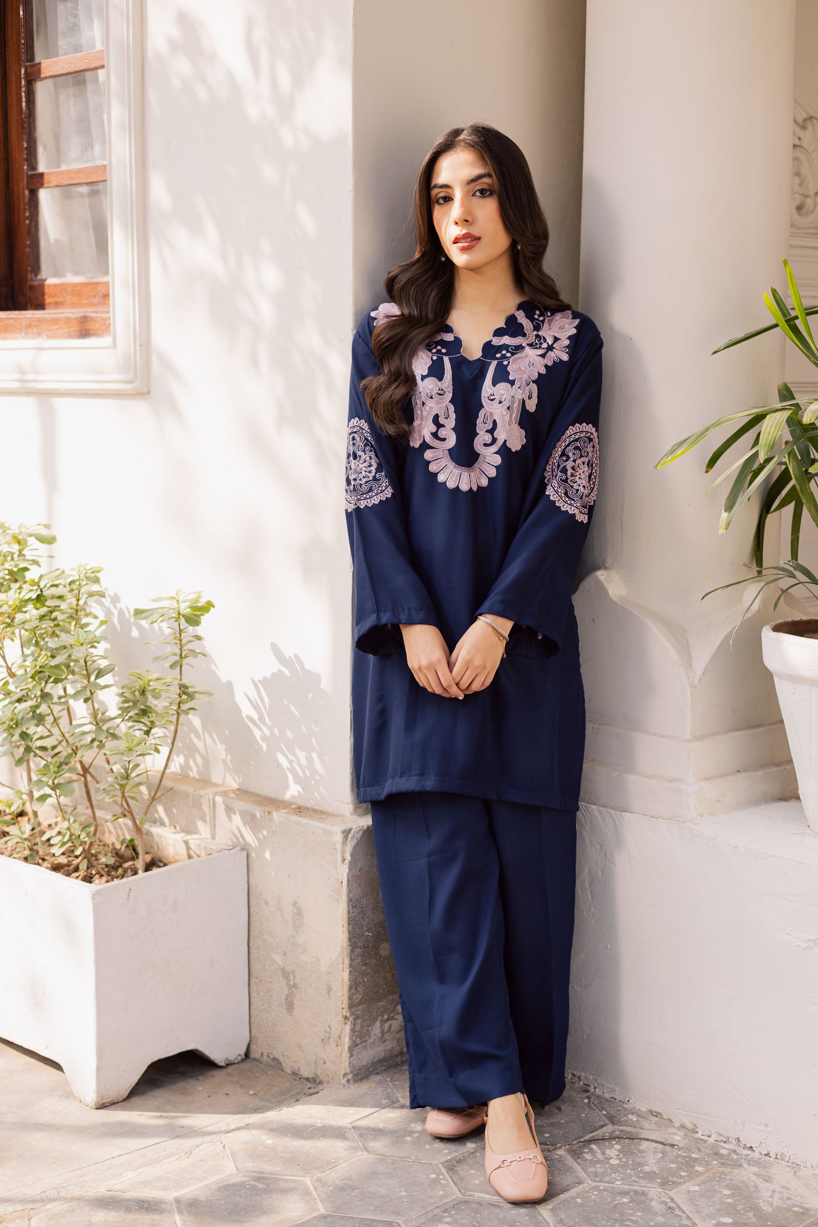 2PC Winter Embroidered Dress - 1190