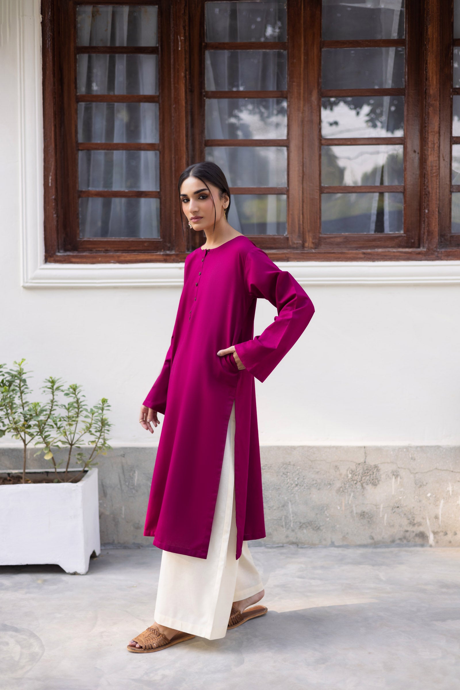 2 PC Khaddar Solid CSK 02 - Plum