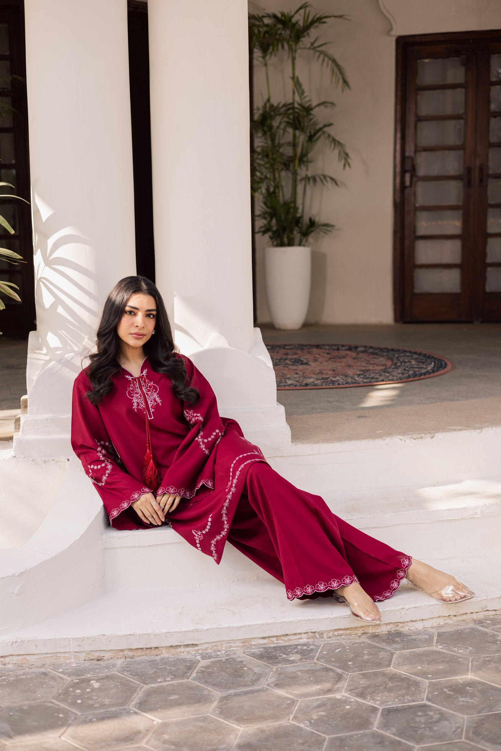 2PC Winter Embroidered Dress- 1175