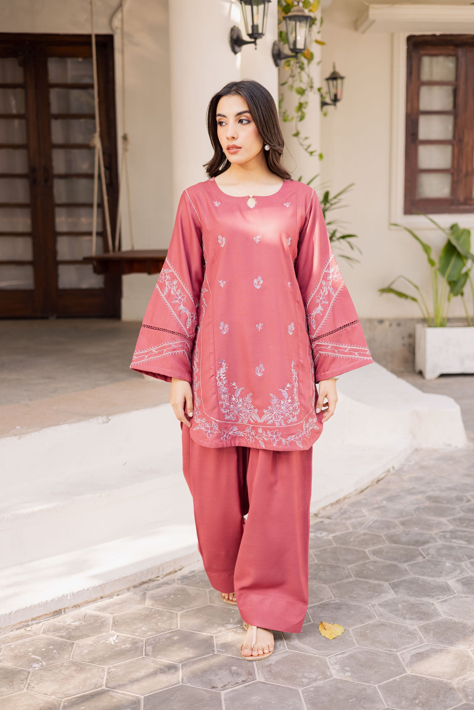 2PC Winter Embroidered Dress - 1202