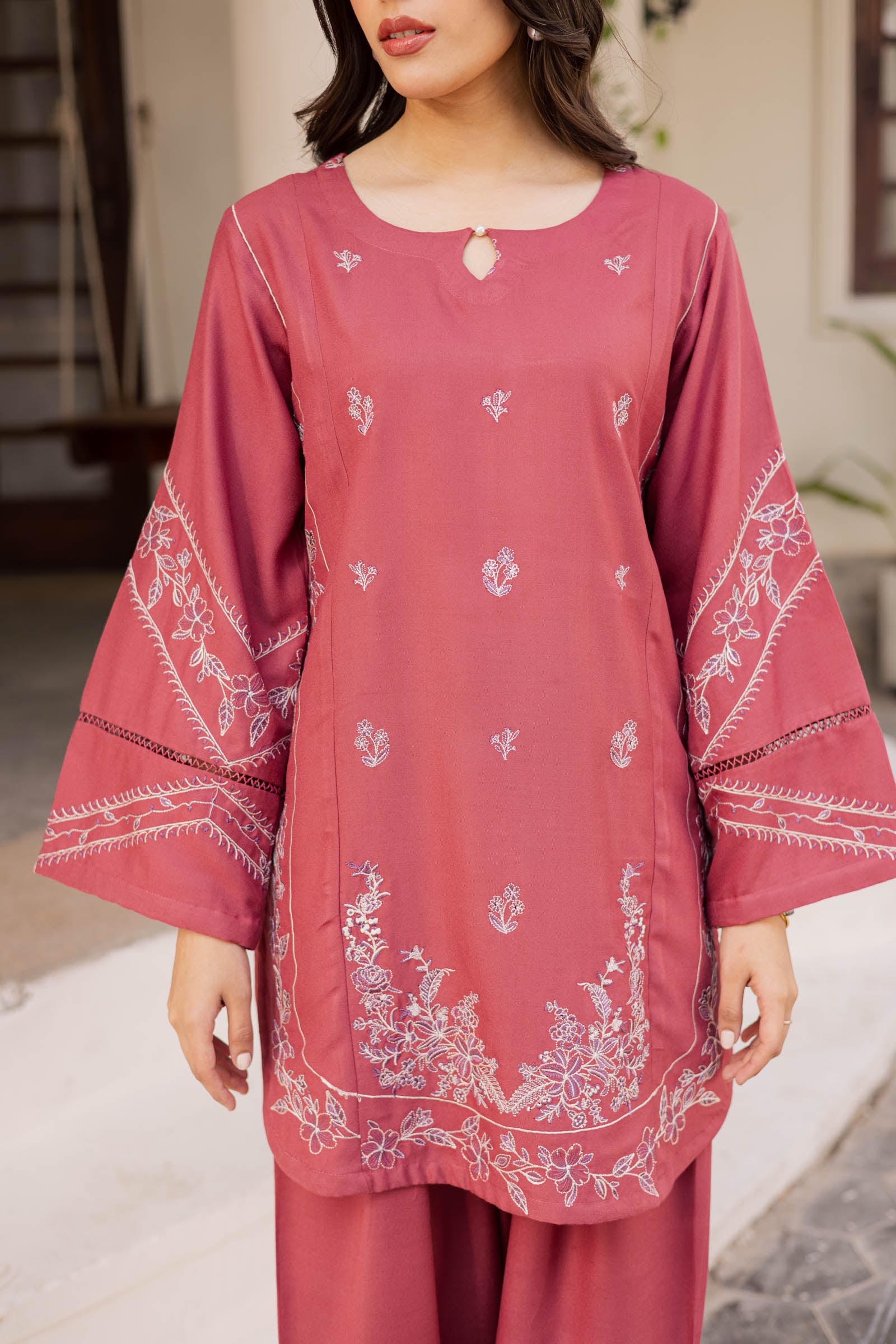 2PC Winter Embroidered Dress - 1202
