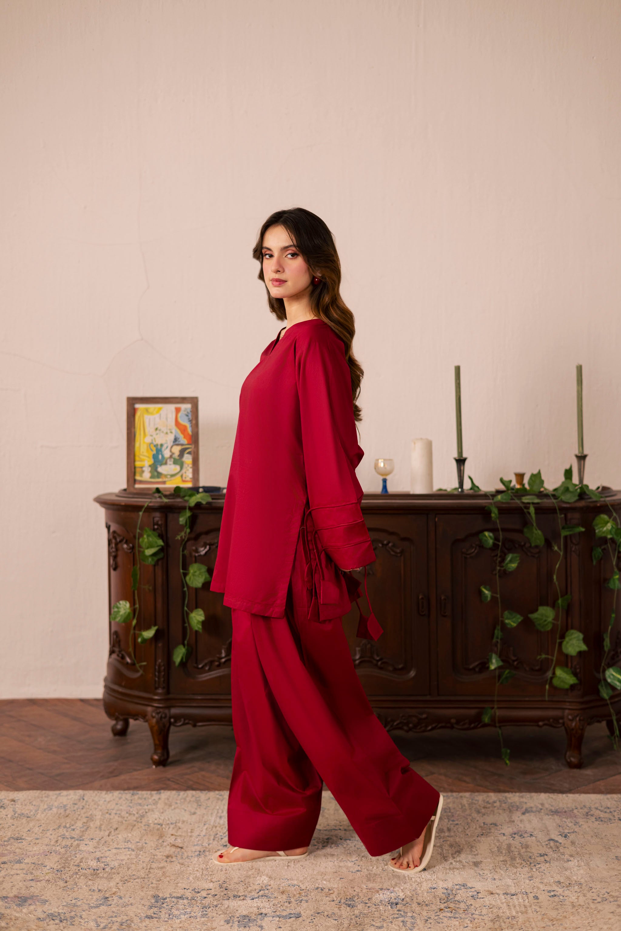 2PC Corset Dress - 01 Maroon