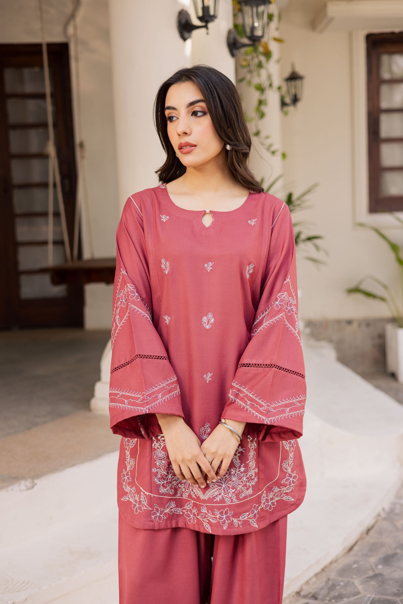 2PC Winter Embroidered Dress - 1202