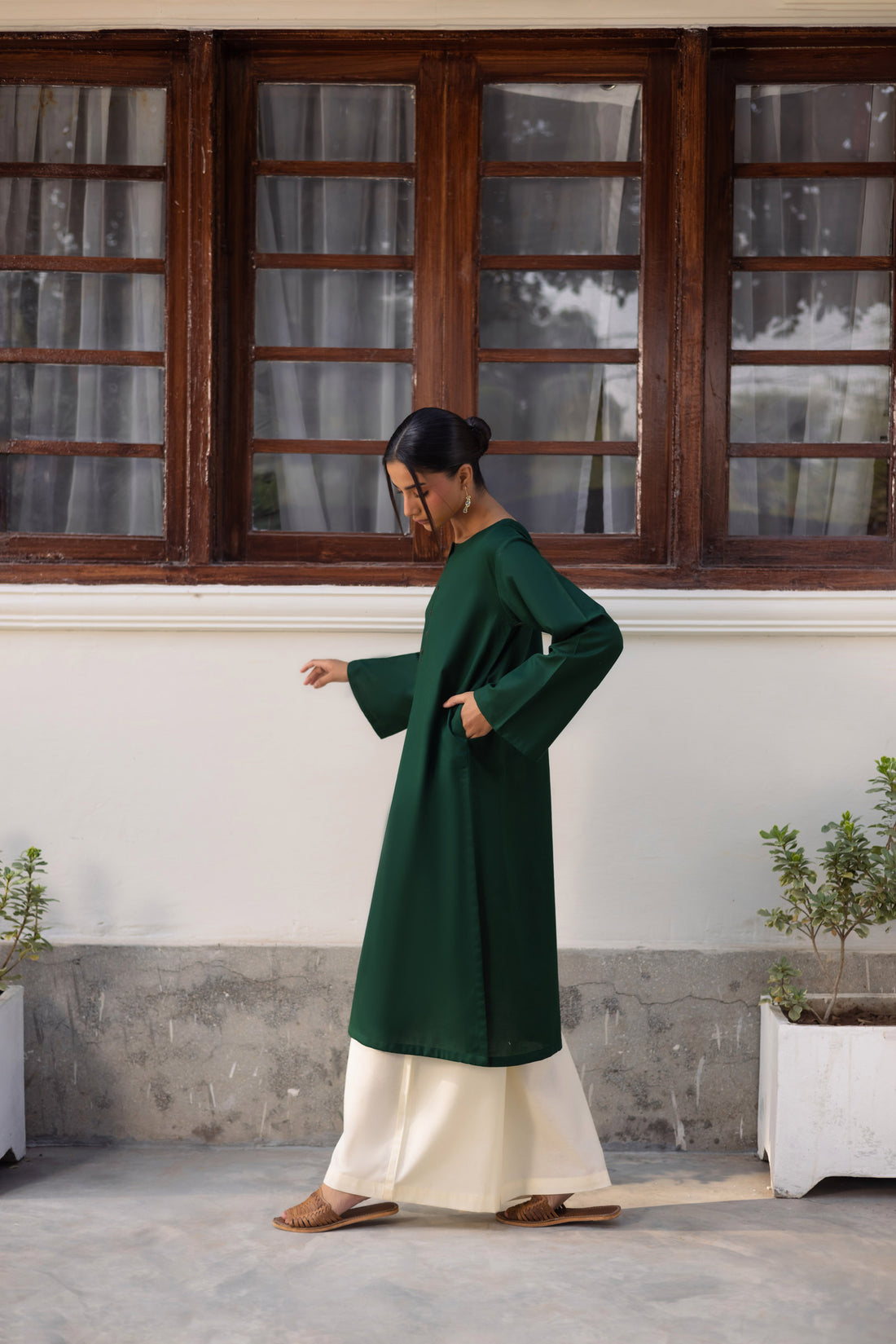 2 PC Khaddar Solid CSK 02 - Bottle Green