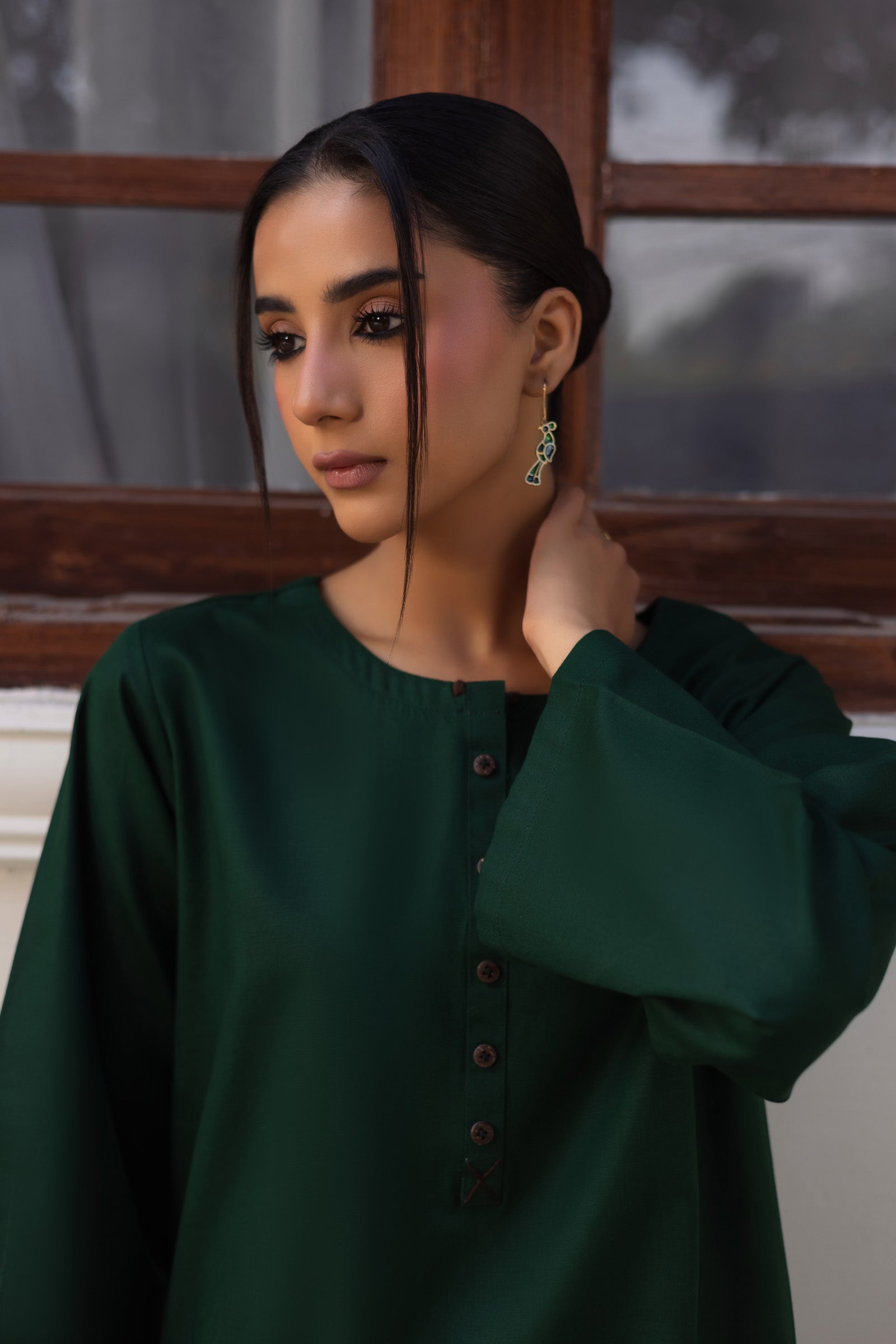 2 PC Khaddar Solid CSK 02 - Bottle Green