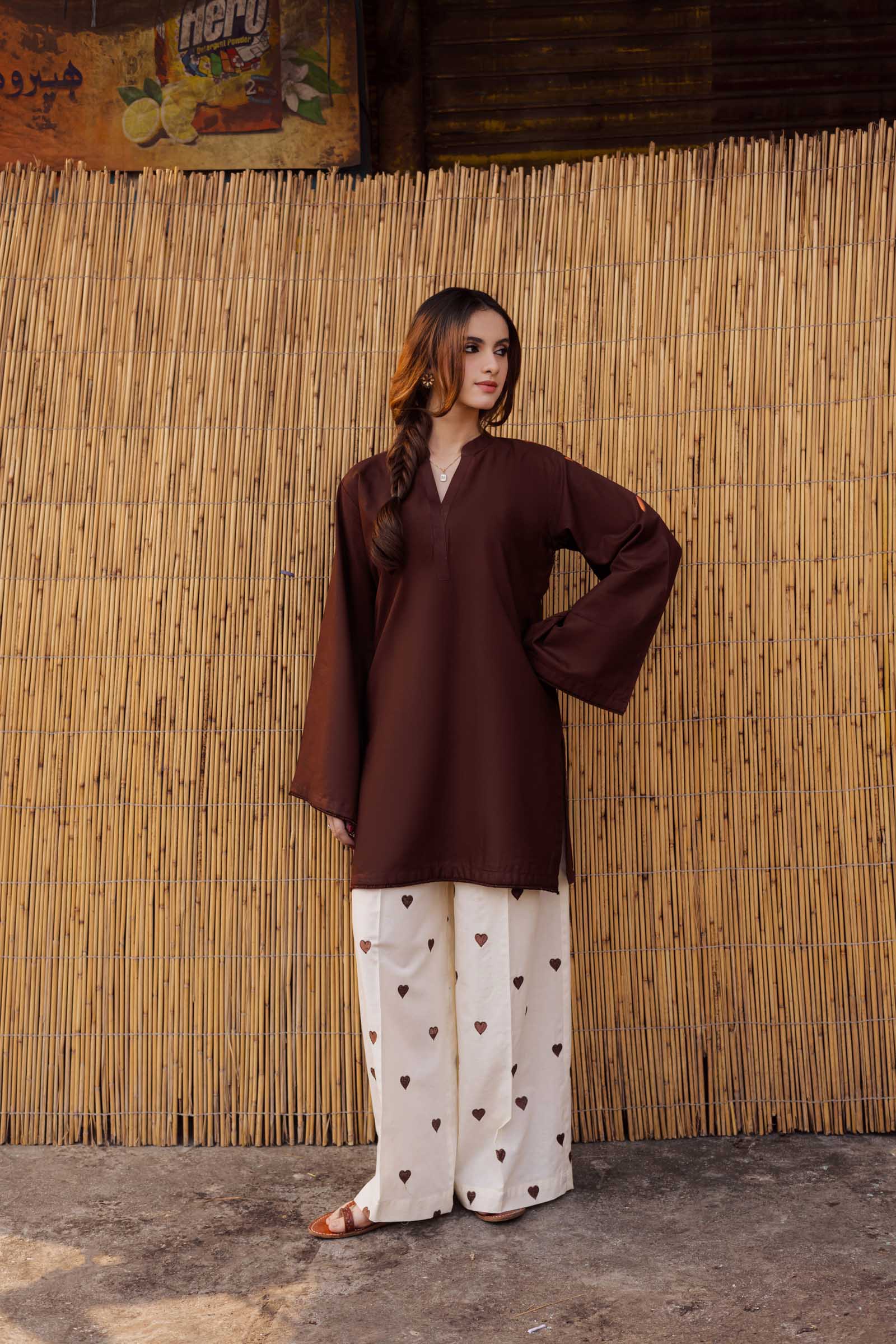 2PC Embroidered Khaddar MSK 05 – Dark Brown