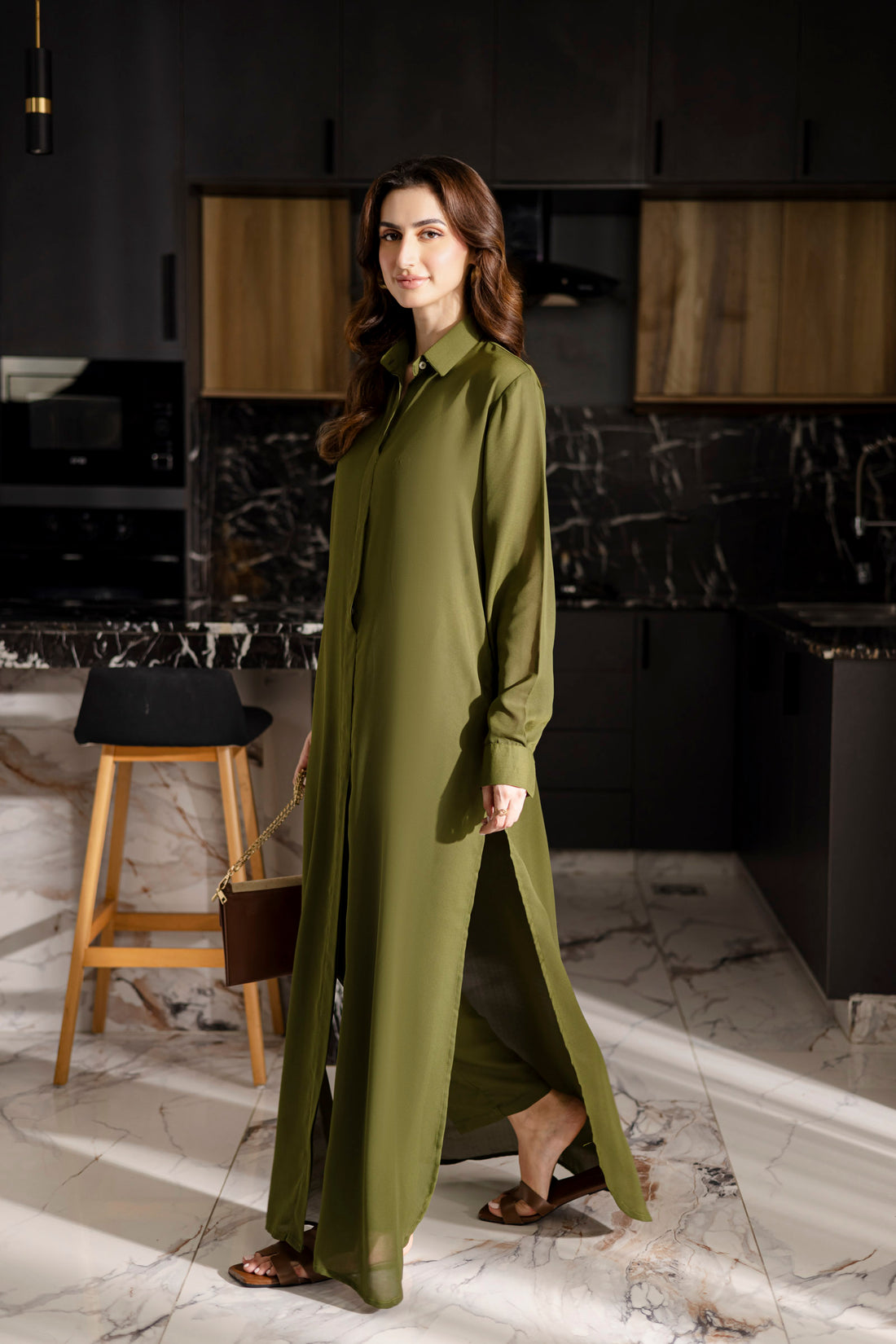 Solid 2PC Dress - SP-02 Olive