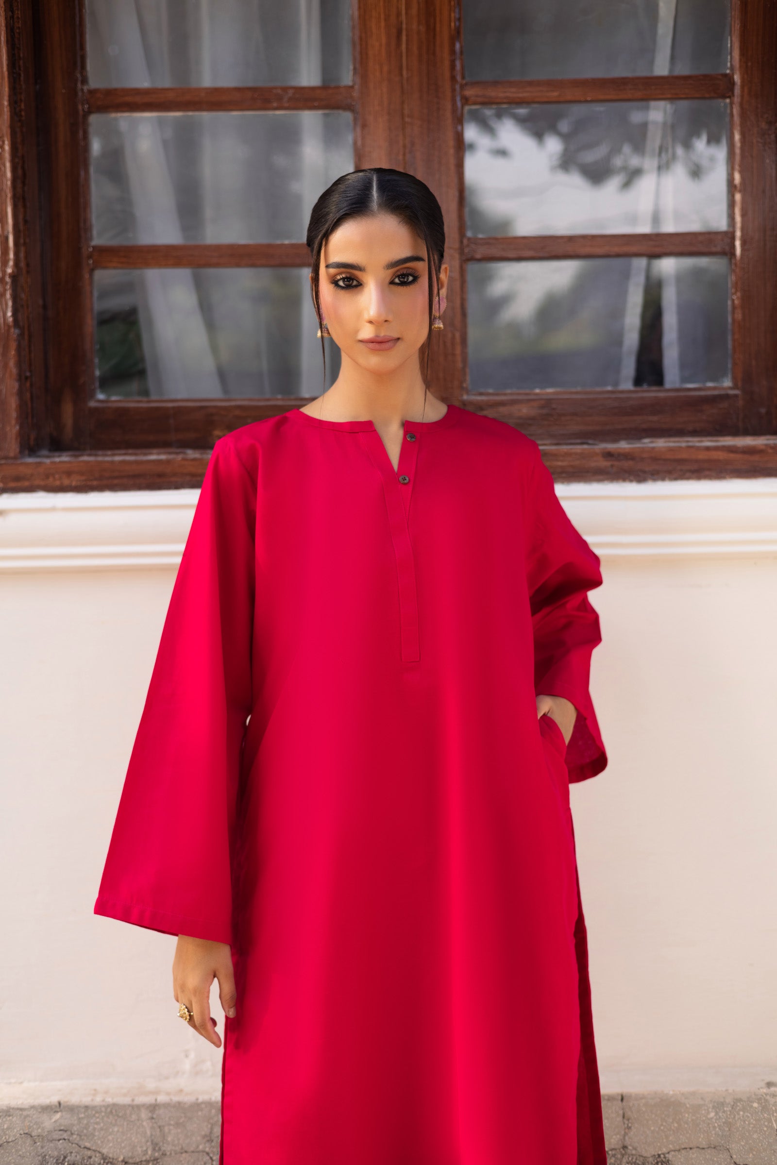 2 PC Khaddar Solid PSK 01 - Shocking Pink