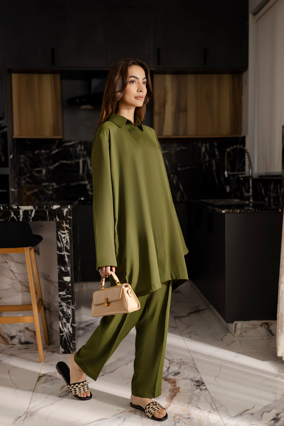 Solid 2PC Dress - SP-03 Olive