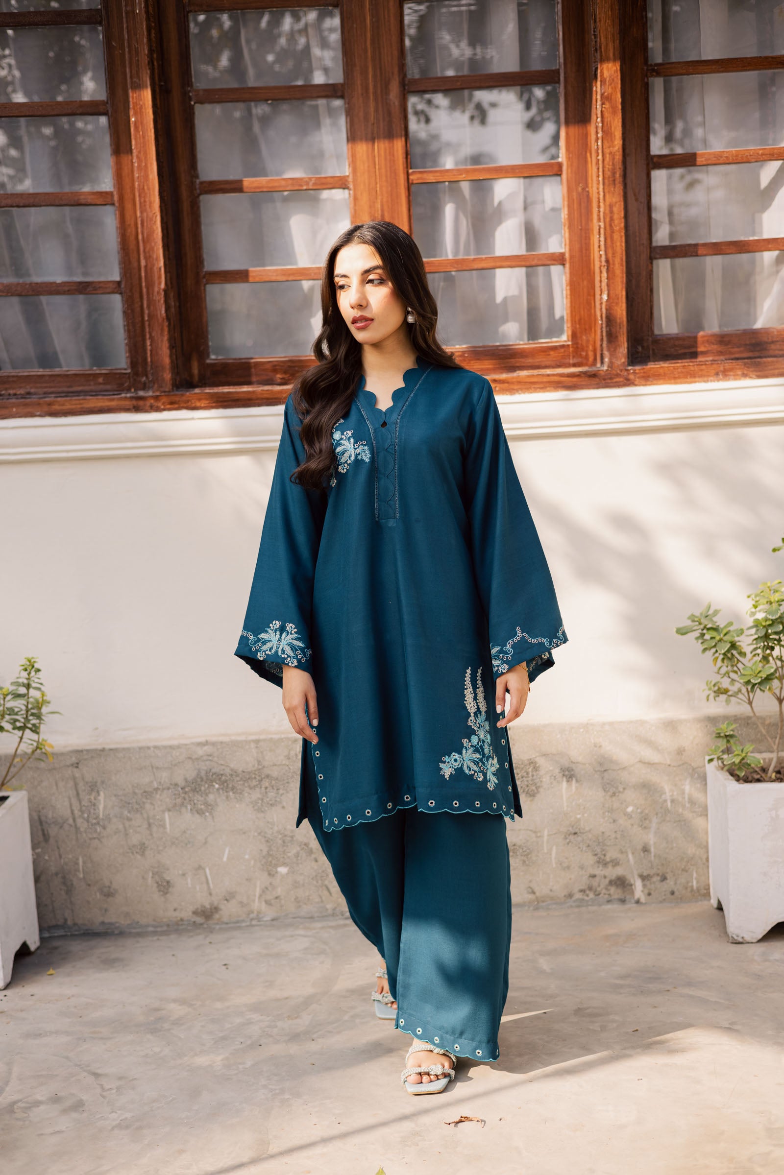 2PC Winter Embroidered Dress - 1191