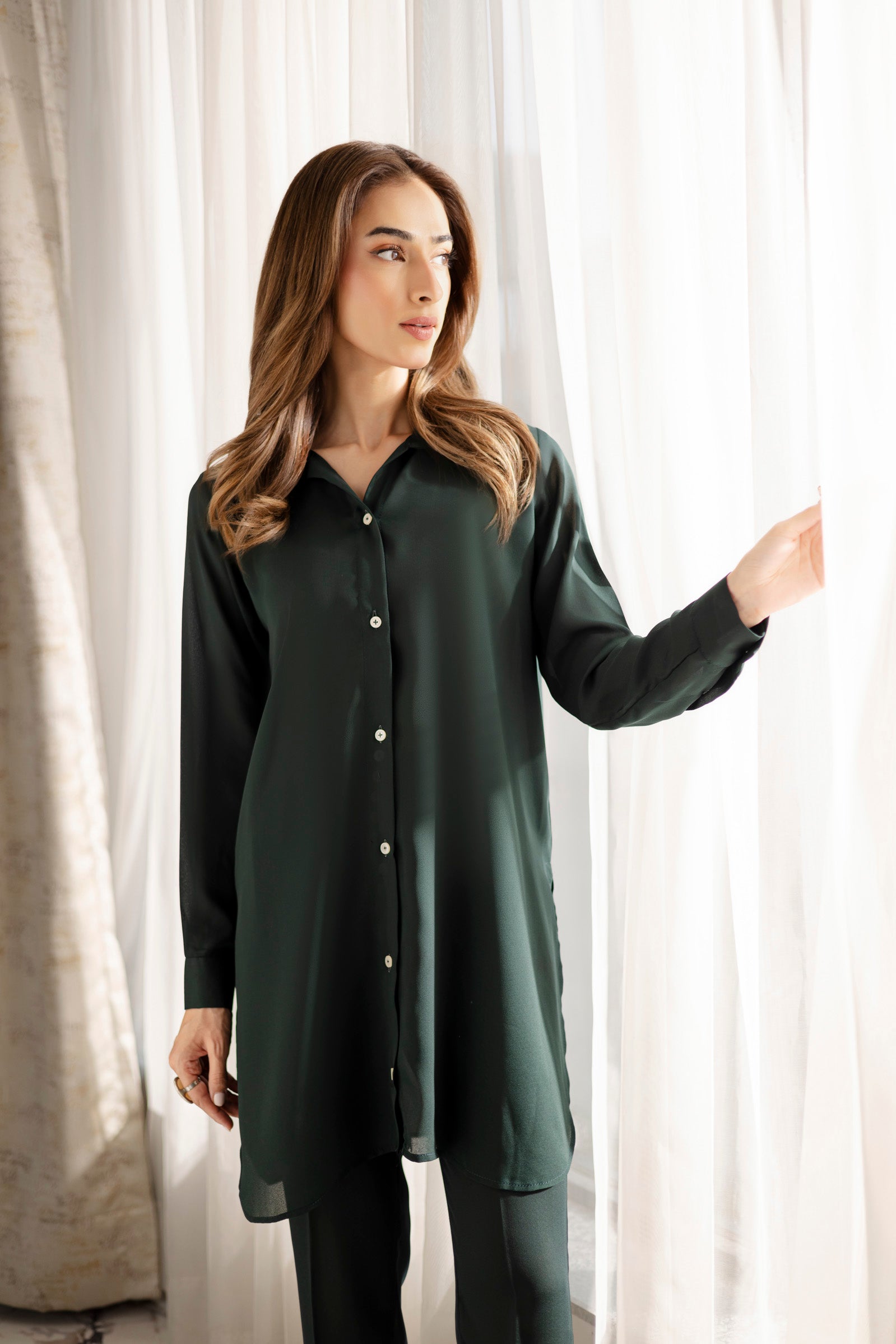 Solid 2PC Dress - SP-07 Emerald Green