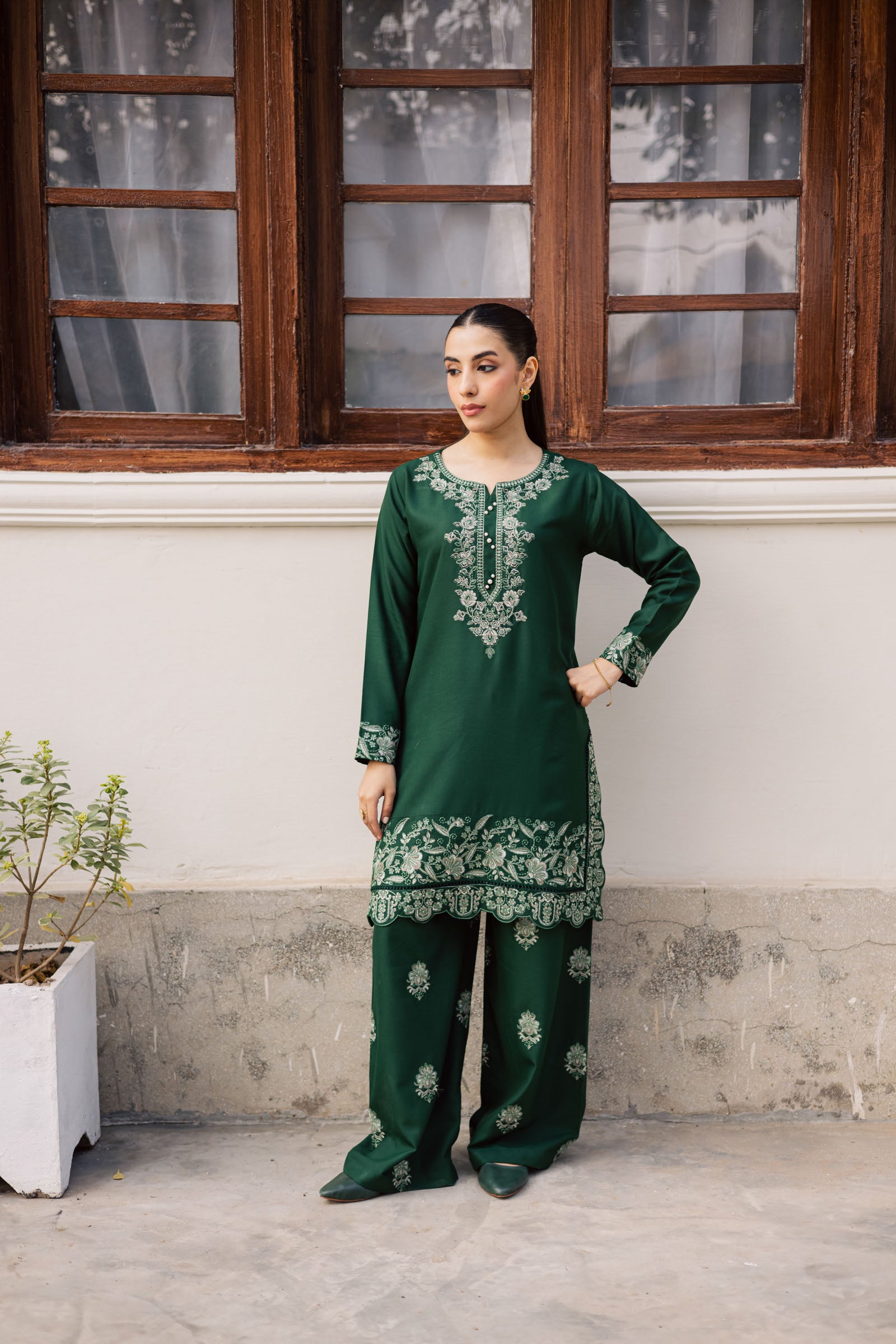 2PC Winter Embroidered Dress - 1187