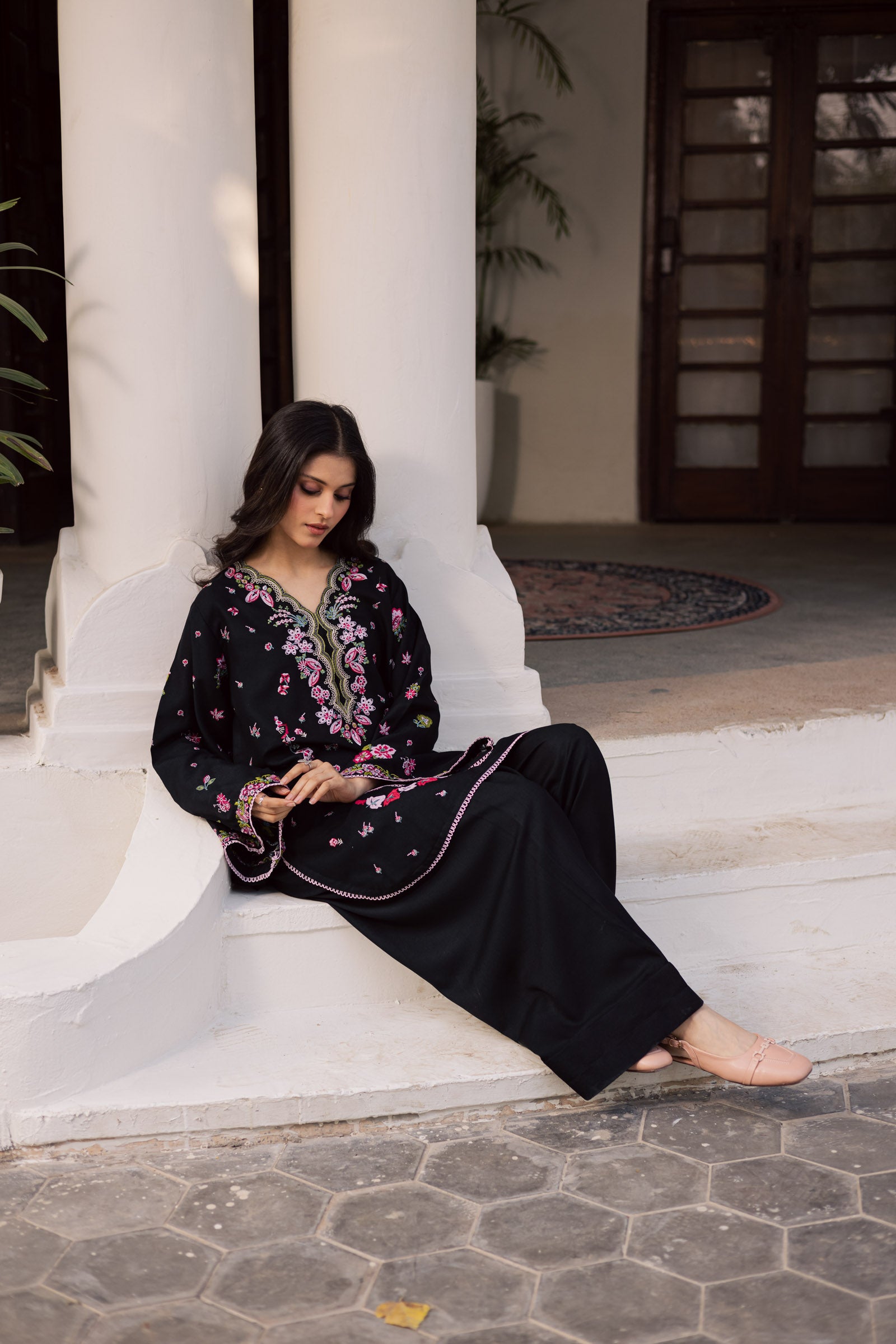 2PC Winter Embroidered Dress - 1207