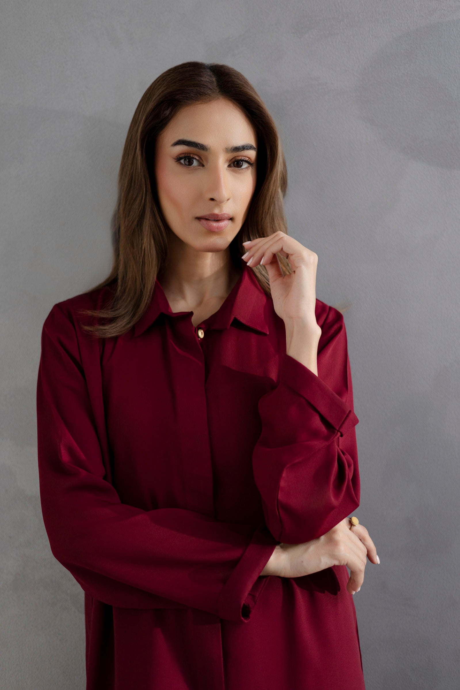 Solid 2PC Dress - SP-03 Wine