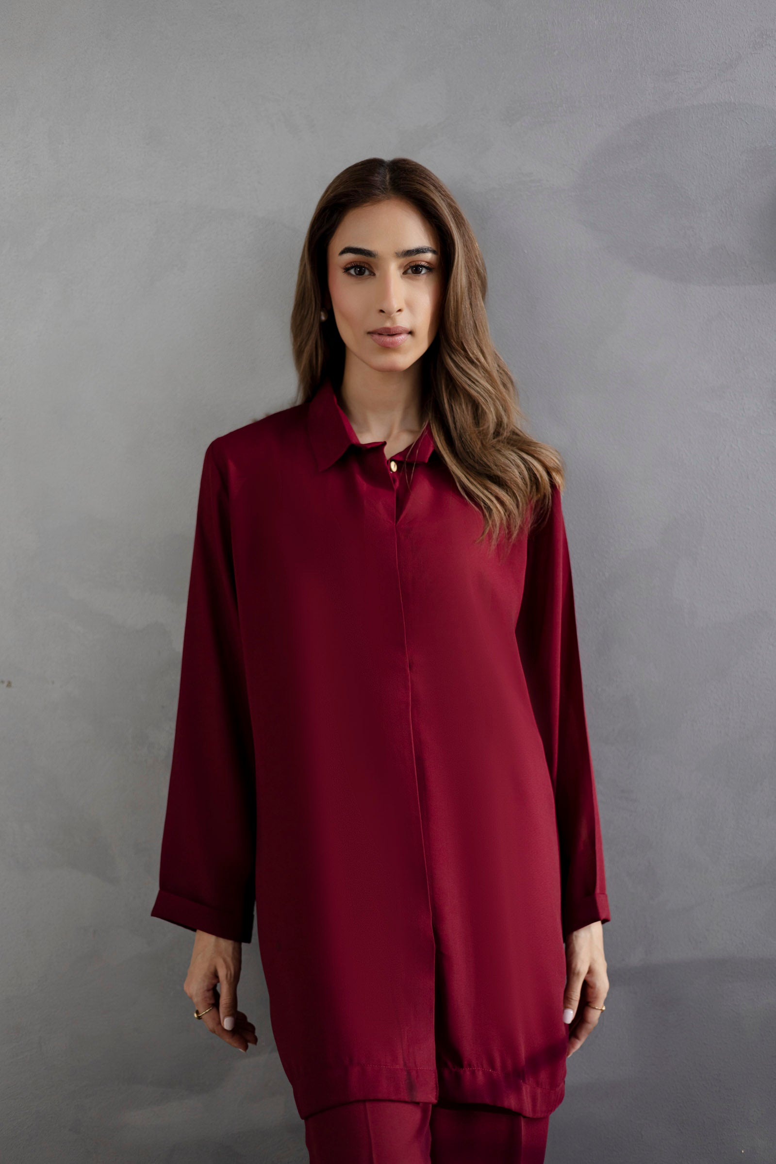 Solid 2PC Dress - SP-03 Wine